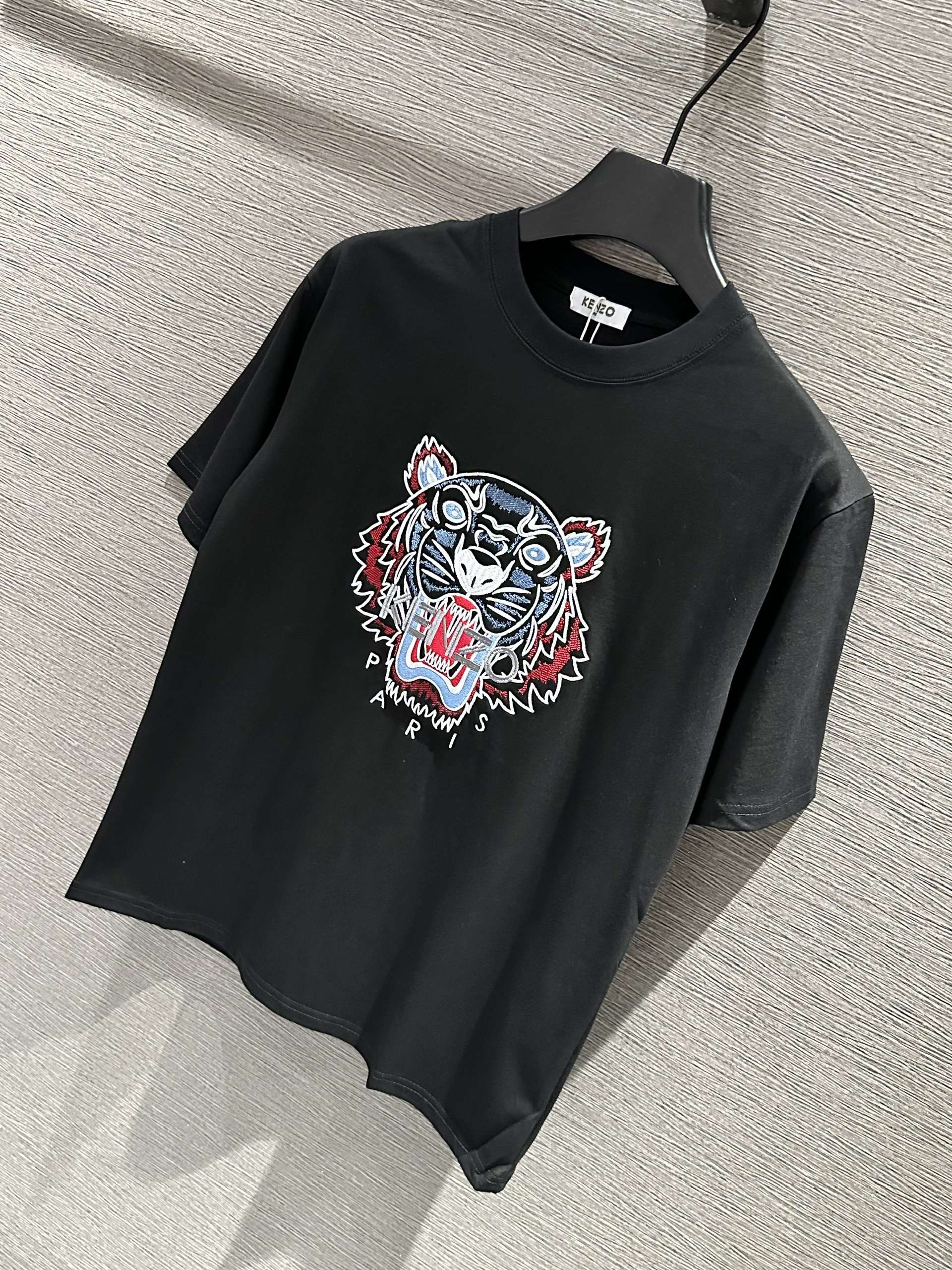 Áo phông T-shirt Kenzo KZ logo mặt Hổ thêu chữ Xám Like Auth on web VTN