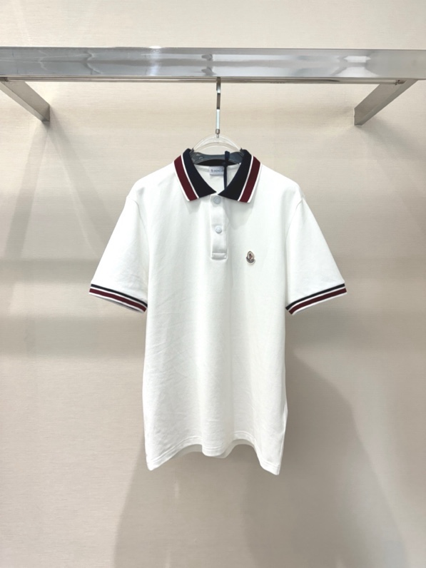 Áo polo Moncler M logo thêu tay phối kẻ sọc Đỏ Like Auth 1-1 on web VTN