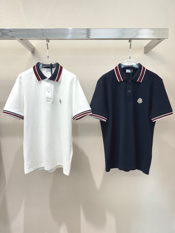 Áo polo Moncler M logo thêu tay phối kẻ sọc Đỏ Like Auth 1-1 on web VTN