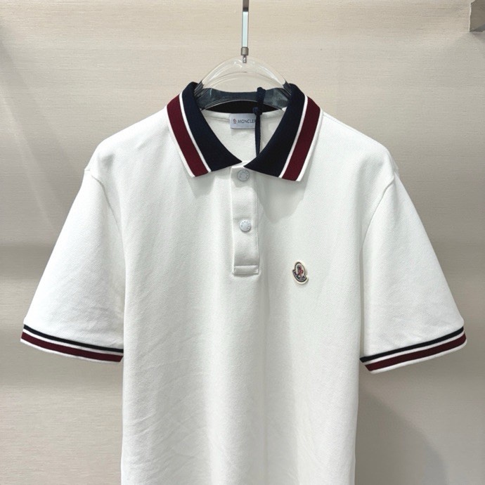 Áo polo Moncler M logo thêu tay phối kẻ sọc Đỏ Like Auth 1-1 on web VTN
