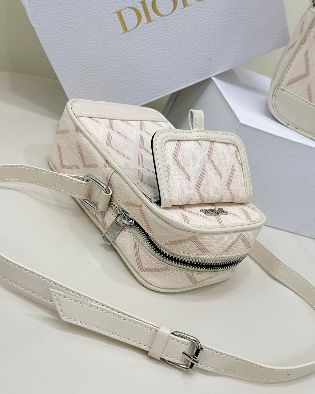 Túi mini đeo chéo Dior CD Be họa tiết hình thoi kim cương Like Auth on web fullbox bill thẻ MVT