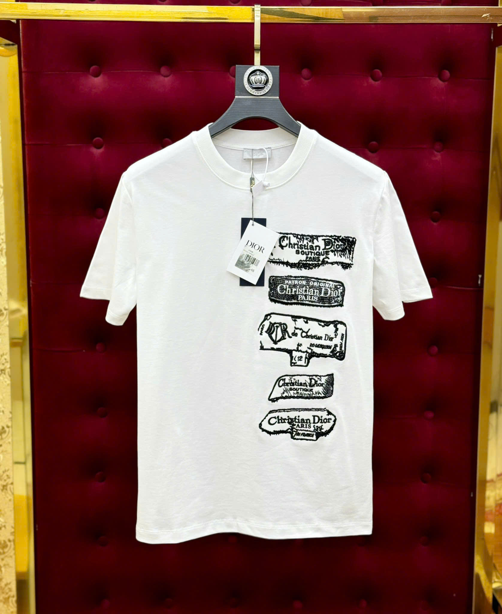 Áo phông T-shirt Dior CD họa tiết tag thêu ngực Like Auth on web CD