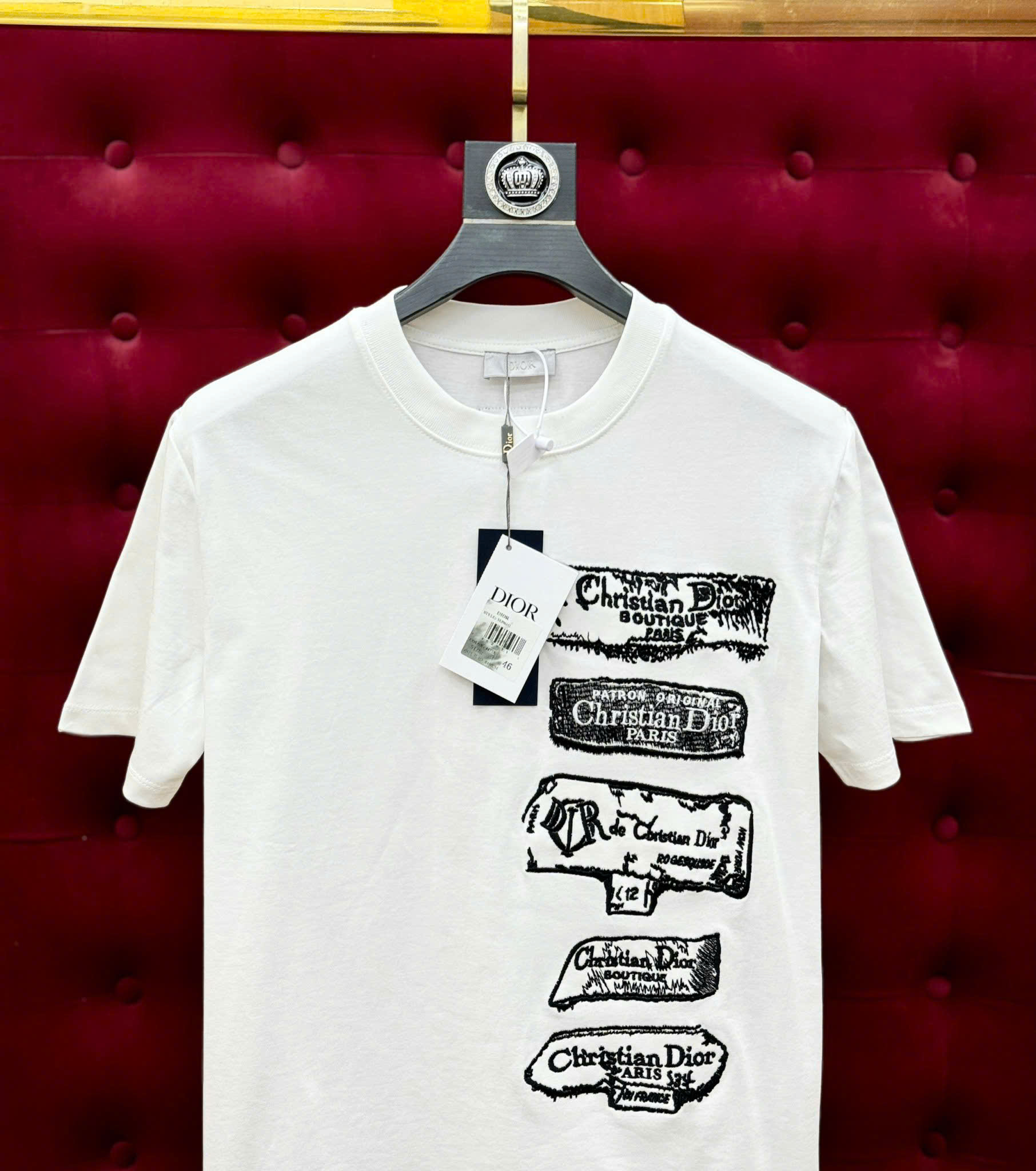 Áo phông T-shirt Dior CD họa tiết tag thêu ngực Like Auth on web CD