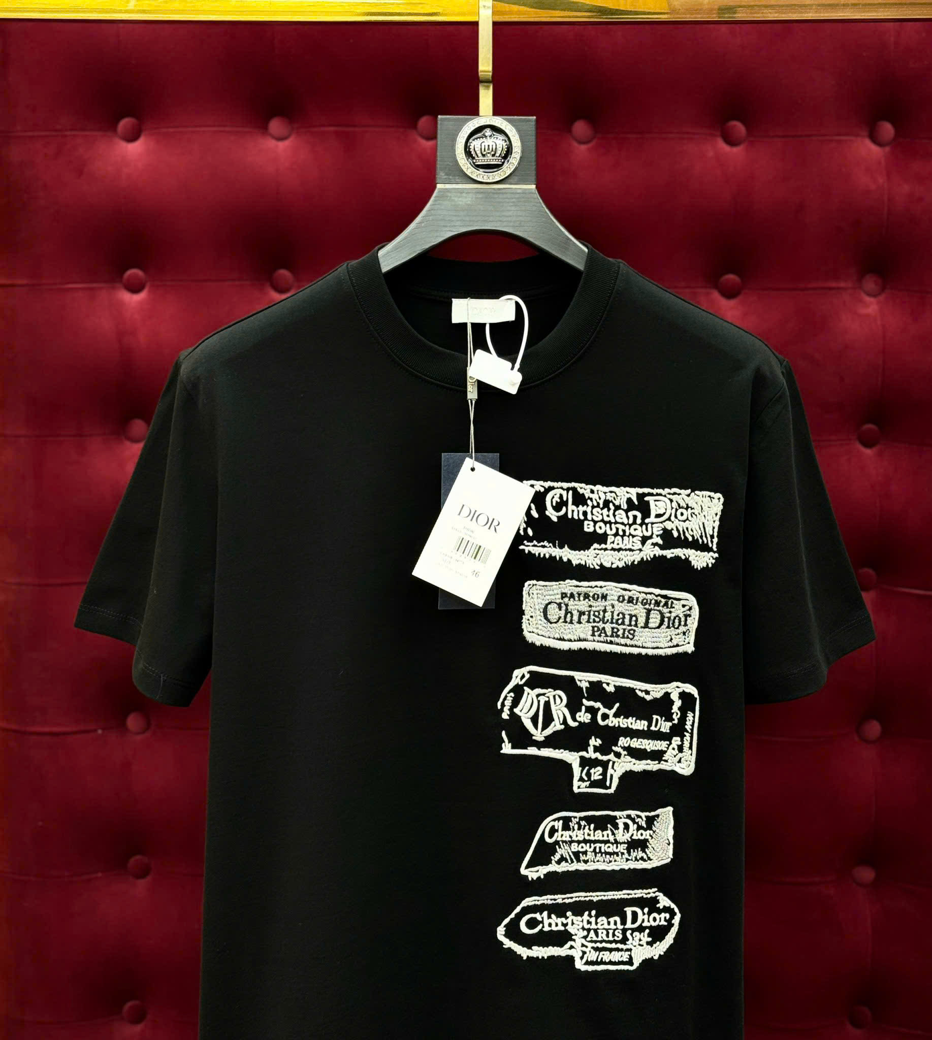 Áo phông T-shirt Dior CD họa tiết tag thêu ngực Like Auth on web CD