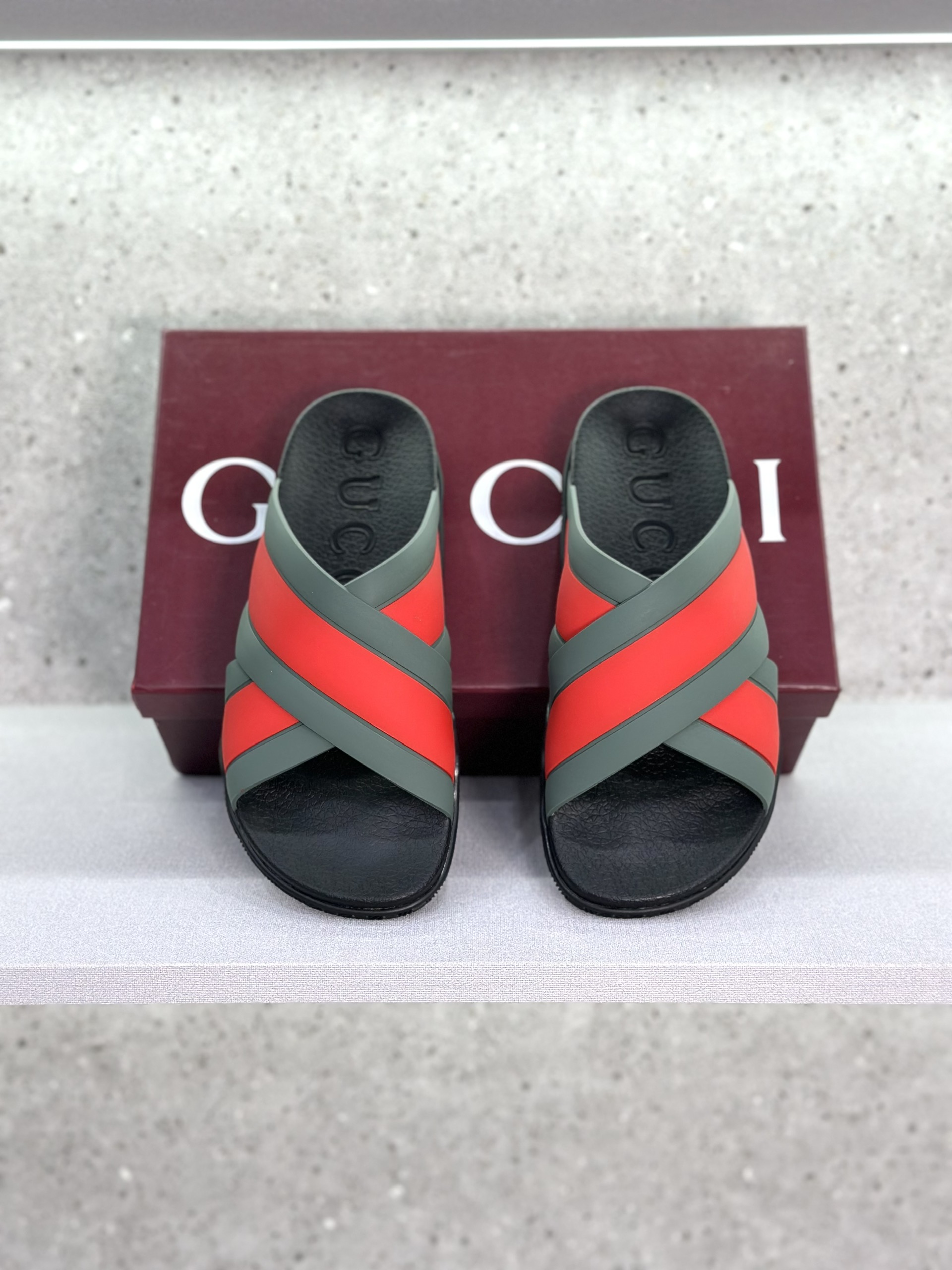 Dép lê quai chéo Gucci GC Xanh Đỏ Like Auth on web fullbox bill thẻ VTN
