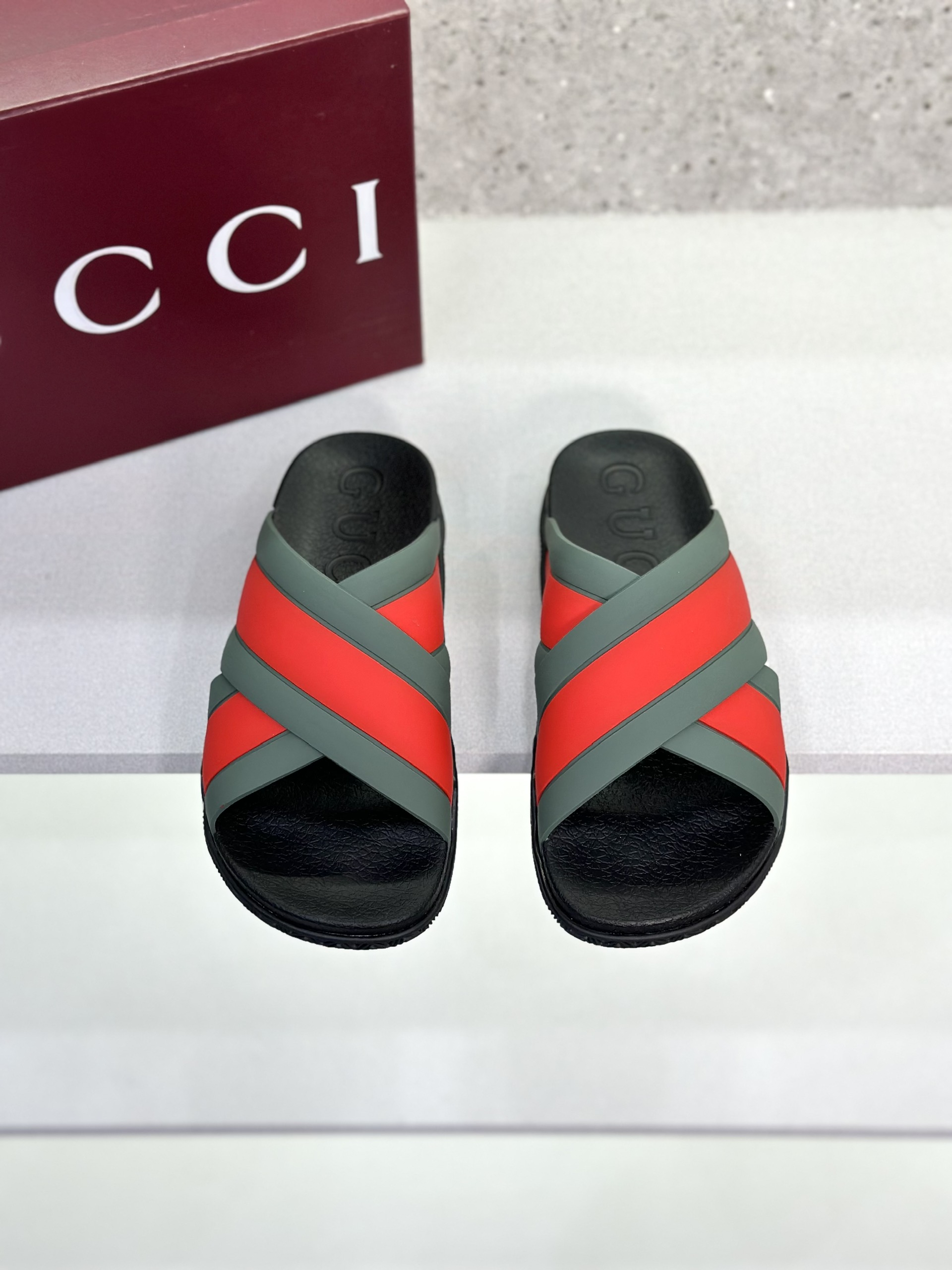 Dép lê quai chéo Gucci GC Xanh Đỏ Like Auth on web fullbox bill thẻ VTN