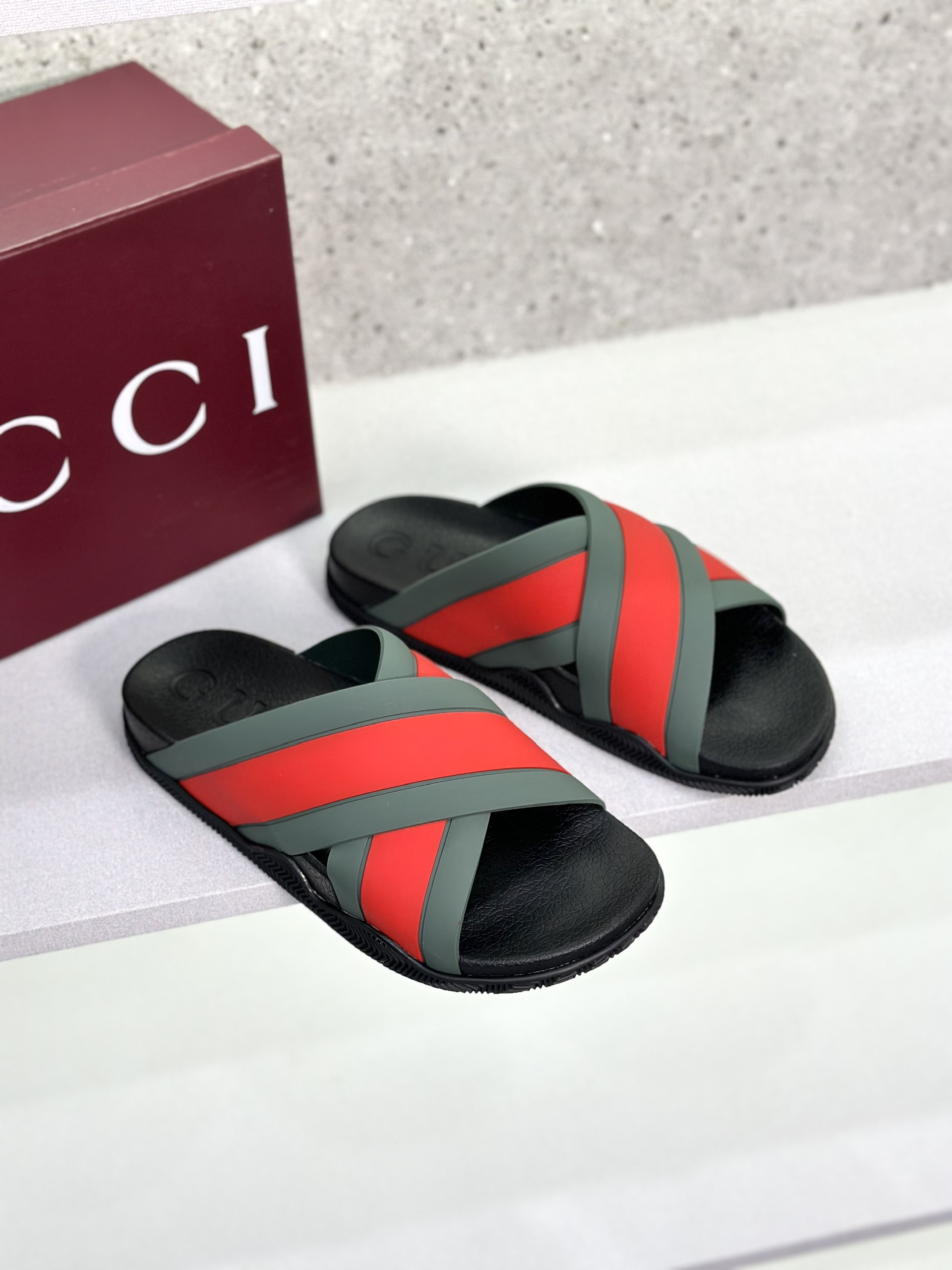 Dép lê quai chéo Gucci GC Xanh Đỏ Like Auth on web fullbox bill thẻ VTN