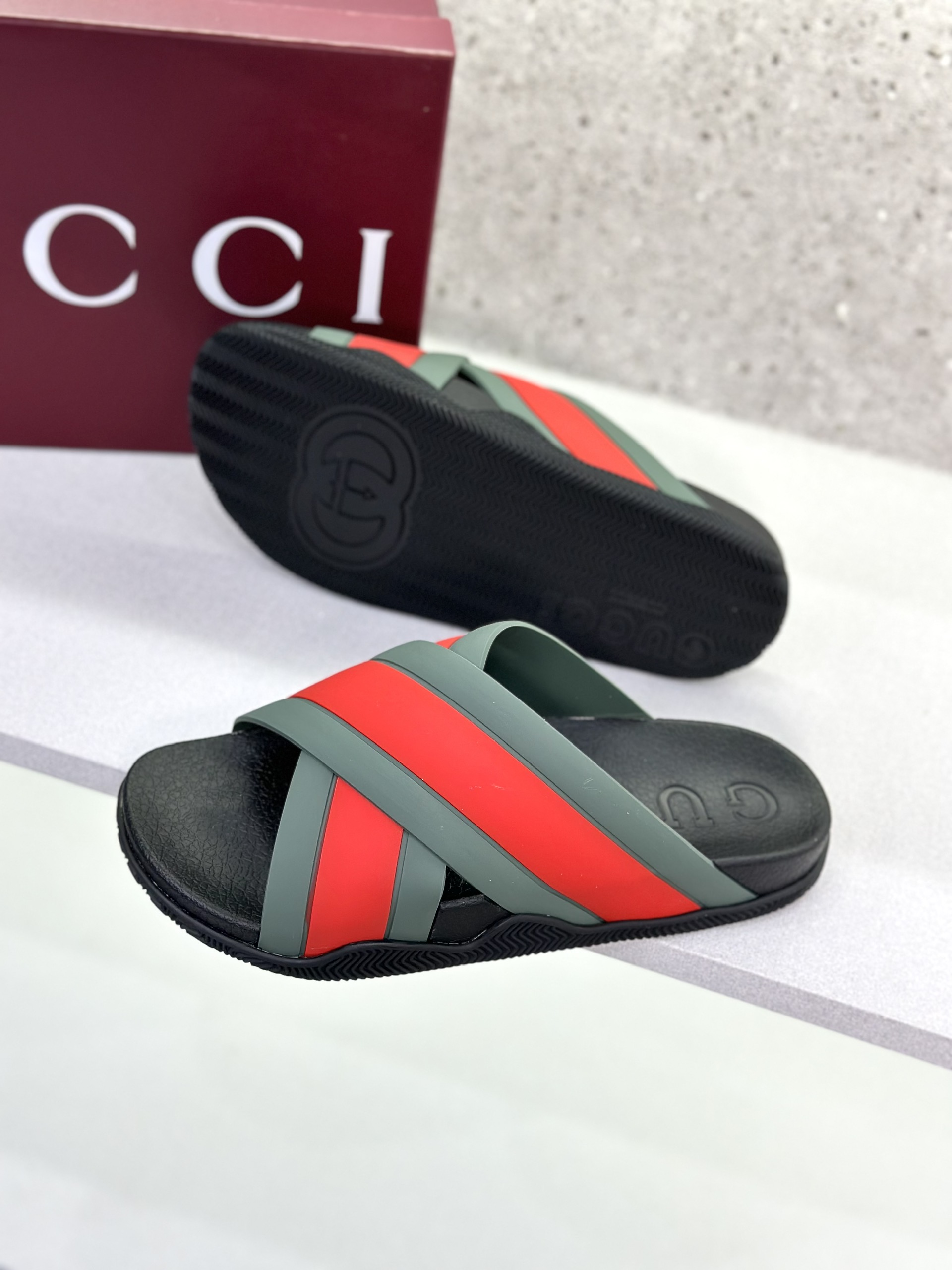 Dép lê quai chéo Gucci GC Xanh Đỏ Like Auth on web fullbox bill thẻ VTN