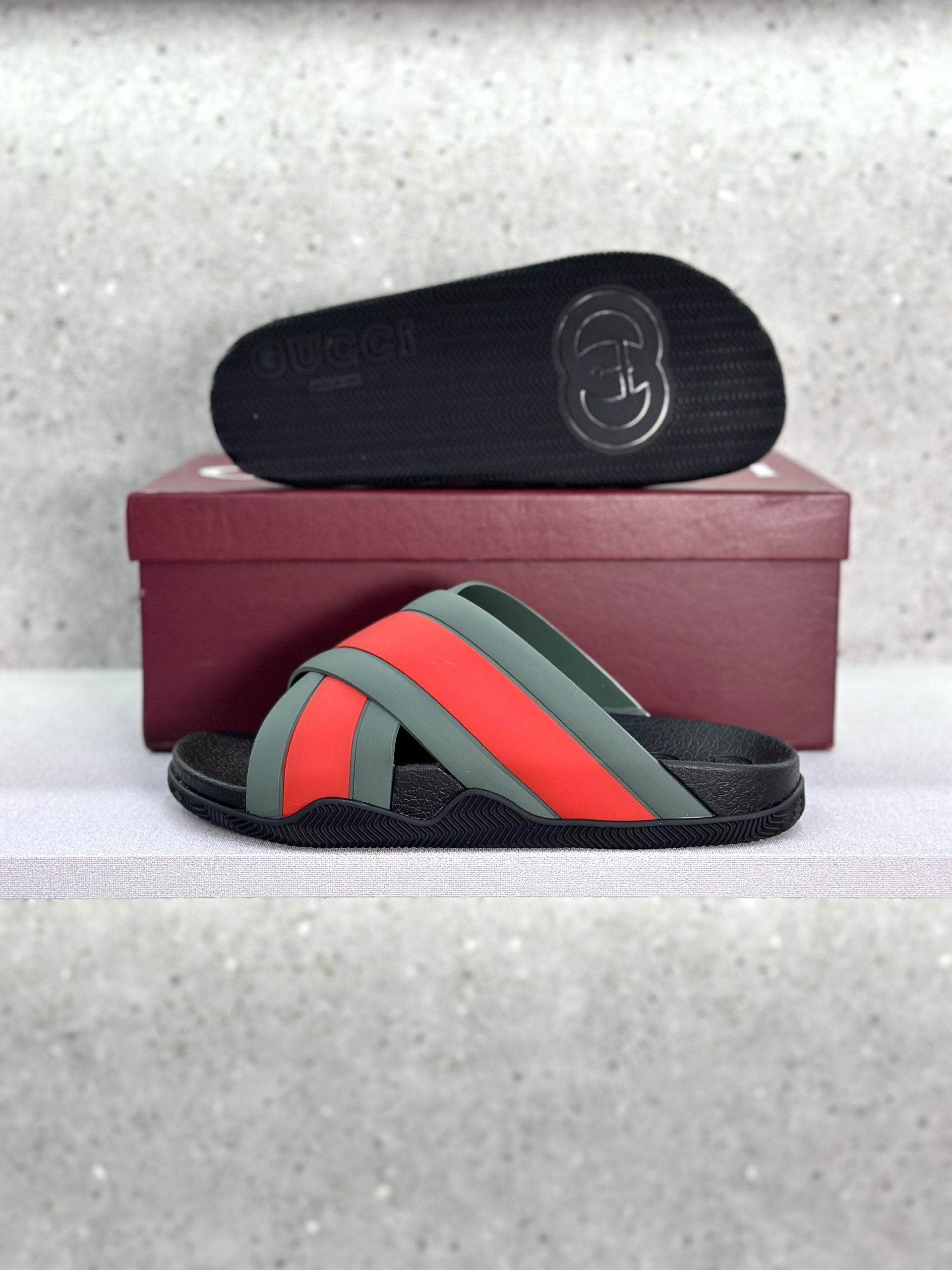 Dép lê quai chéo Gucci GC Xanh Đỏ Like Auth on web fullbox bill thẻ VTN