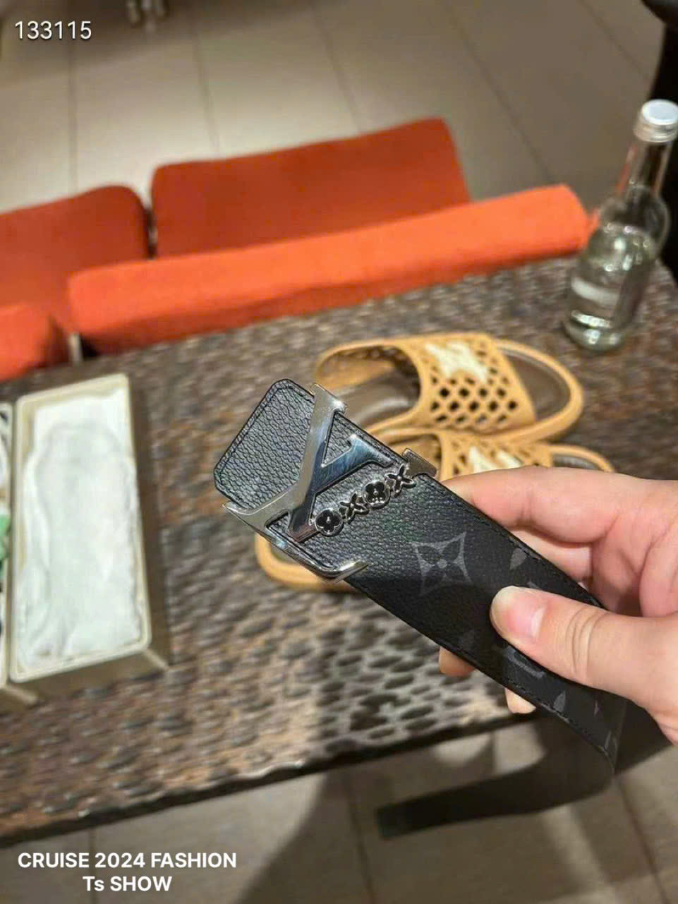 Thắt lưng, dây nịt, belt Louis Vuitton LV họa tiết hoa vân mặt logo Bạc size 85-110cm Like Auth 1-1 on web fullbox DDT