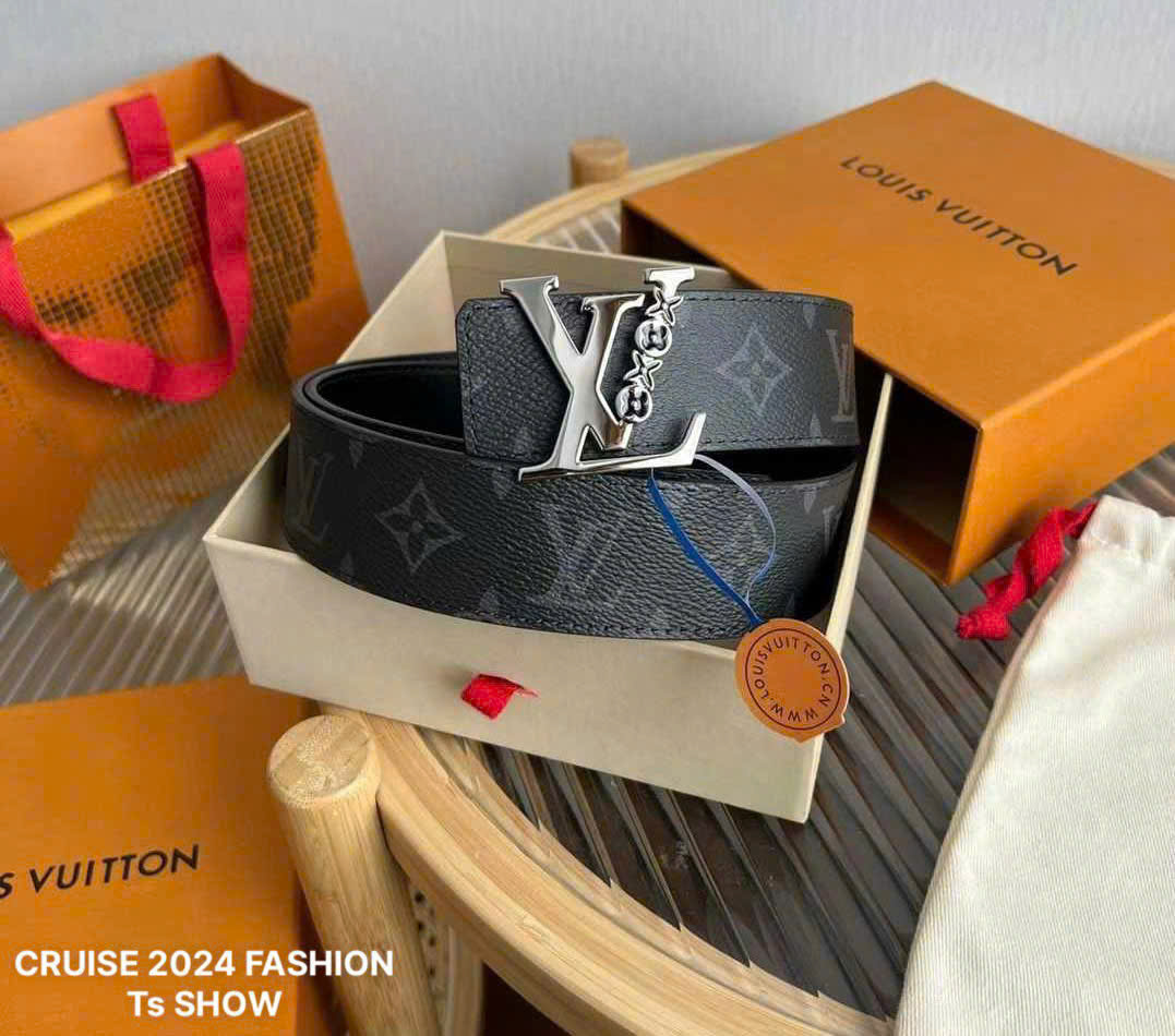 Thắt lưng, dây nịt, belt Louis Vuitton LV họa tiết hoa vân mặt logo Bạc size 85-110cm Like Auth 1-1 on web fullbox DDT