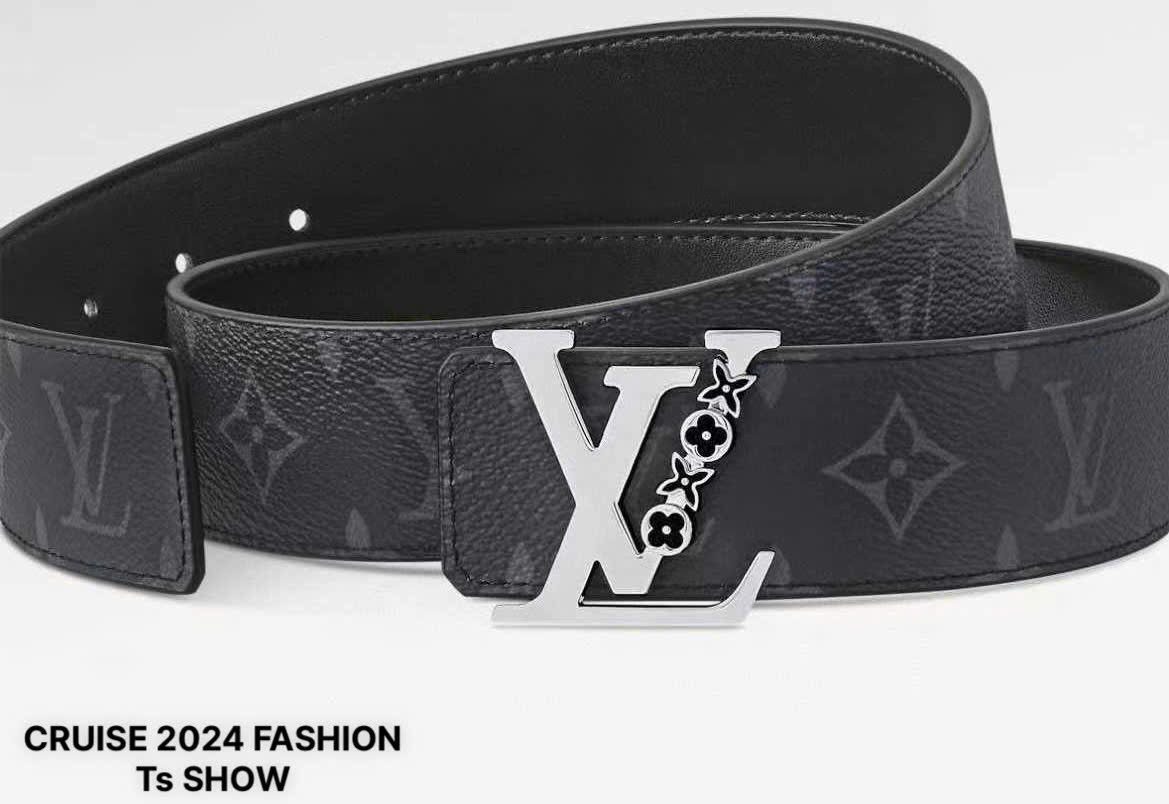Thắt lưng, dây nịt, belt Louis Vuitton LV họa tiết hoa vân mặt logo Bạc size 85-110cm Like Auth 1-1 on web fullbox DDT