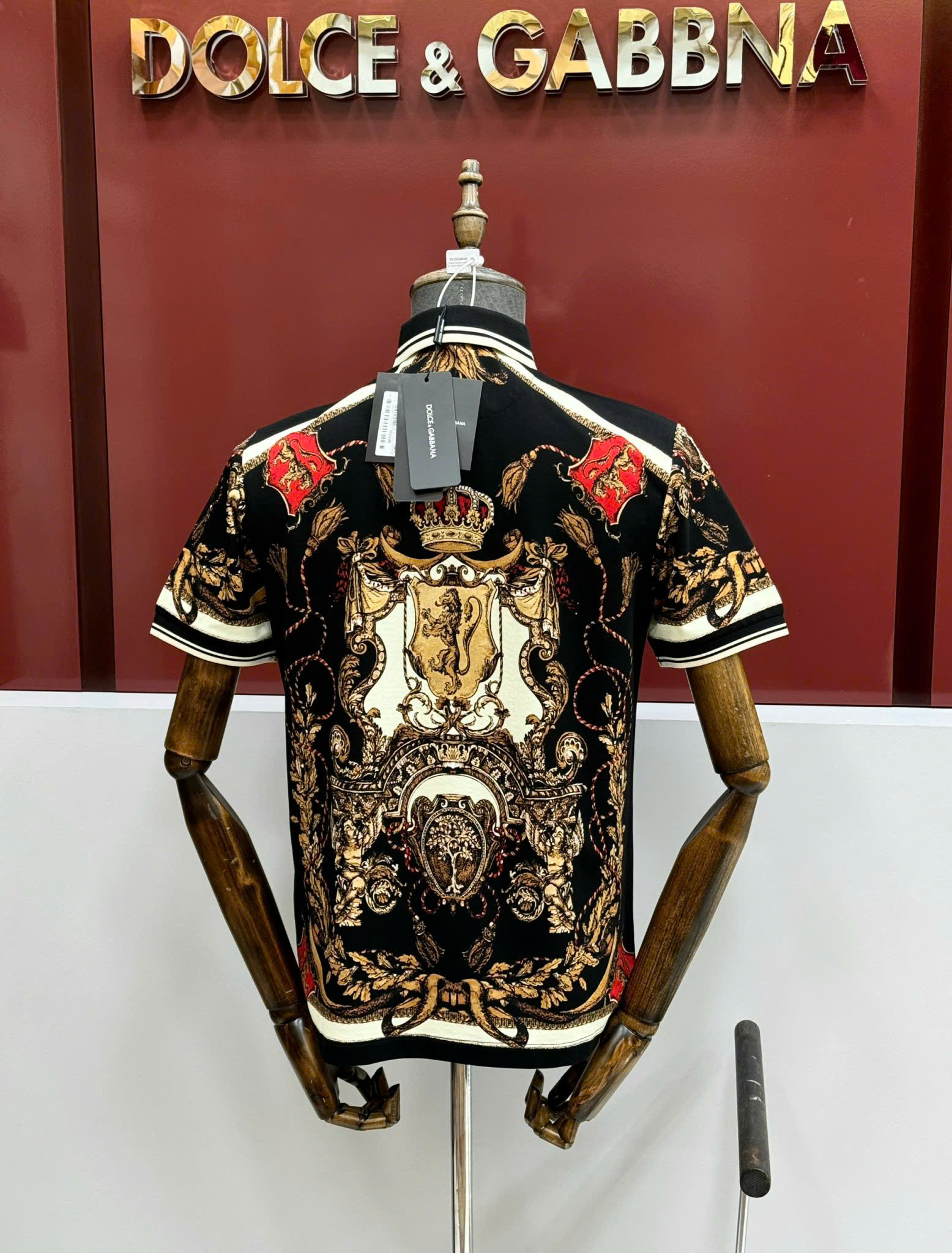 Áo polo Dolce Gabbana DG Đen họa tiết quý tộc luxury kẻ viền Trắng Like Auth 1-1 on web CD