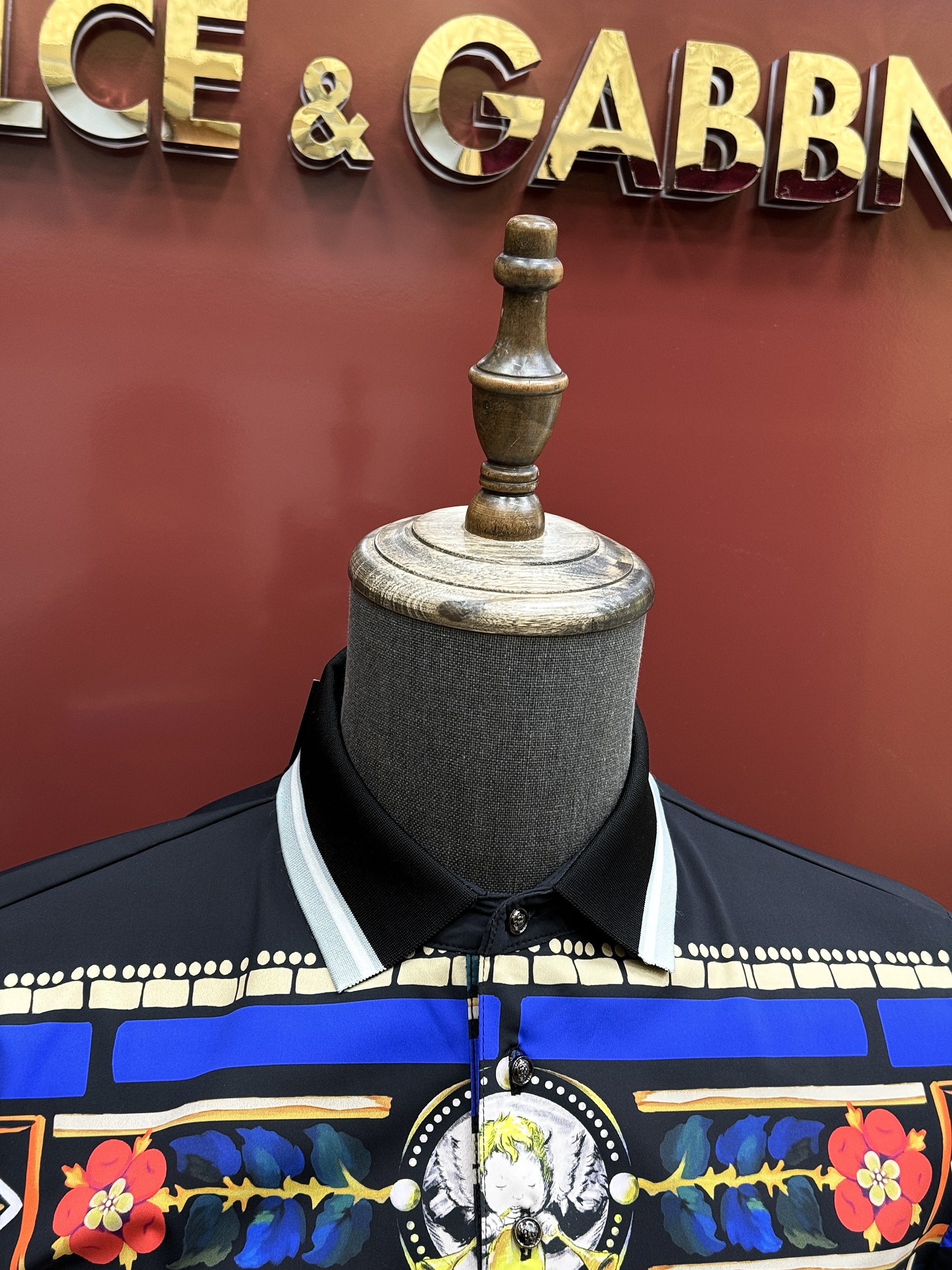 Áo polo Dolce Gabbana DG Đen họa tiết luxury phối Xanh dương Like Auth 1-1 on web CD