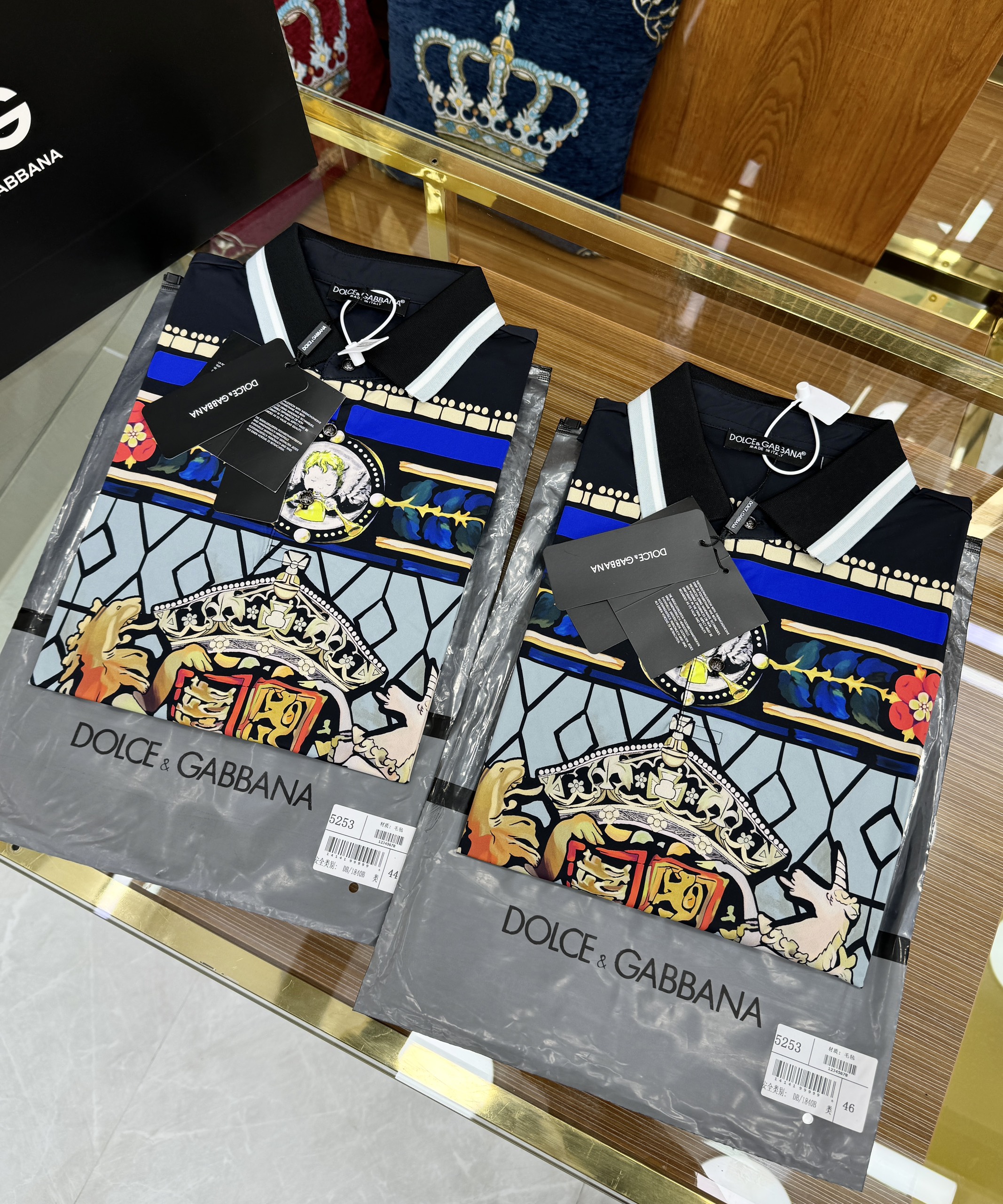 Áo polo Dolce Gabbana DG Đen họa tiết luxury phối Xanh dương Like Auth 1-1 on web CD