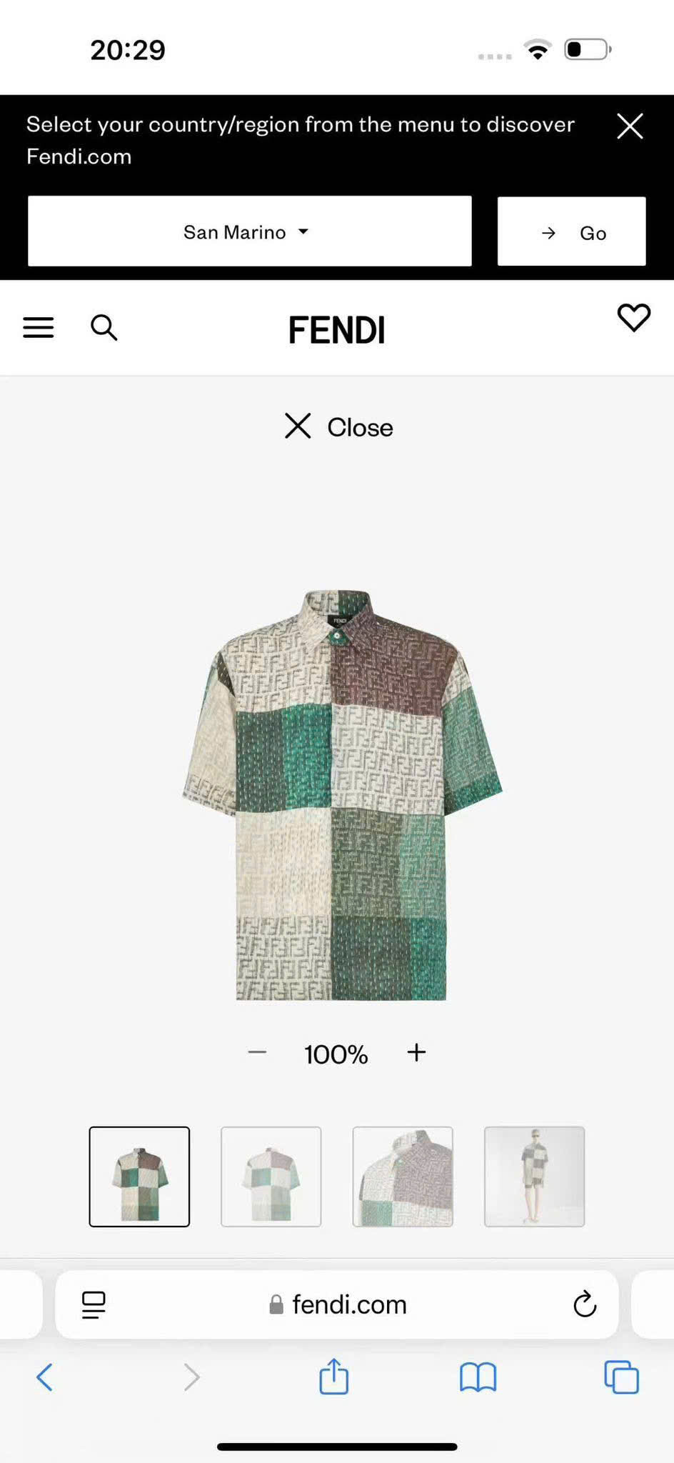 Áo sơ mi cộc tay Fendi FF phối màu ô vuông họa tiết Like Auth on web VTN