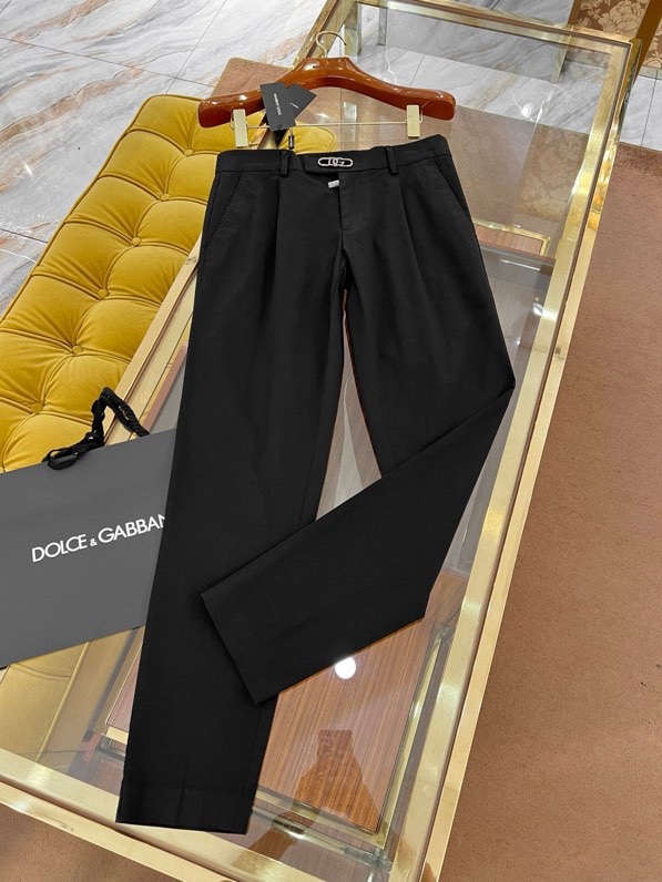Quần Tây, Âu Dolce Gabbana DG Đen logo tag kim loại cạp Like Auth on web VTN