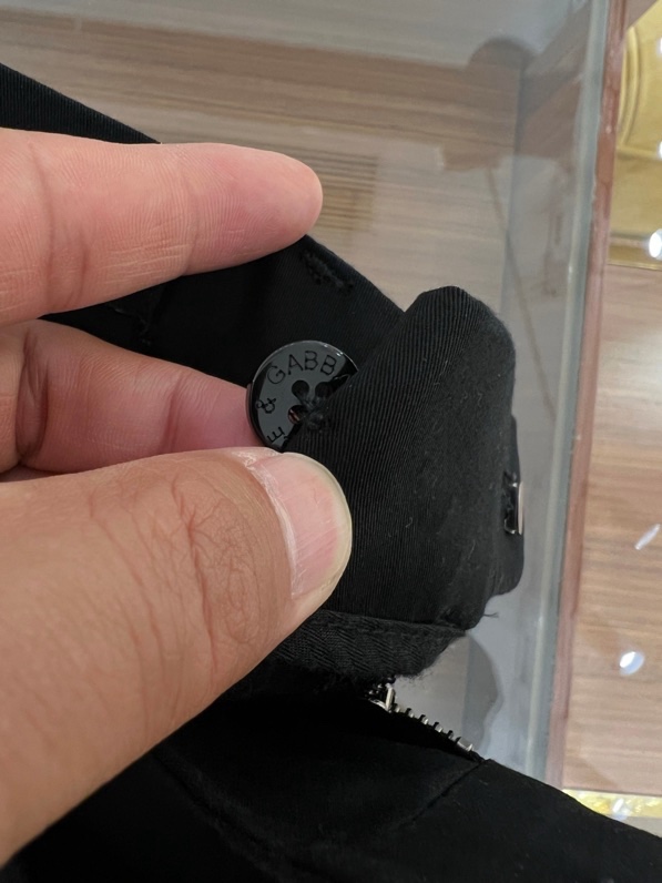 Quần Tây, Âu Dolce Gabbana DG Đen logo tag kim loại cạp Like Auth on web VTN