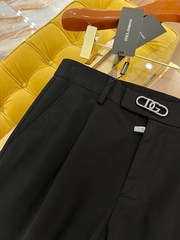 Quần Tây, Âu Dolce Gabbana DG Đen logo tag kim loại cạp Like Auth on web VTN