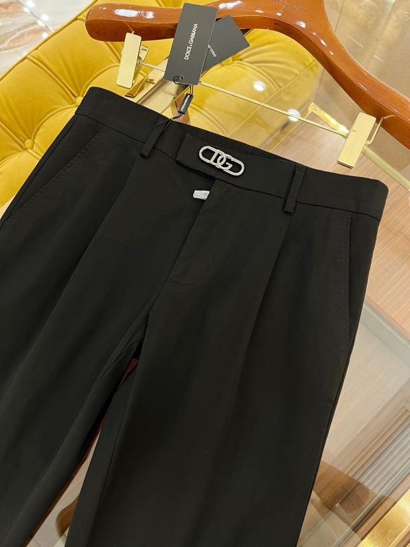 Quần Tây, Âu Dolce Gabbana DG Đen logo tag kim loại cạp Like Auth on web VTN