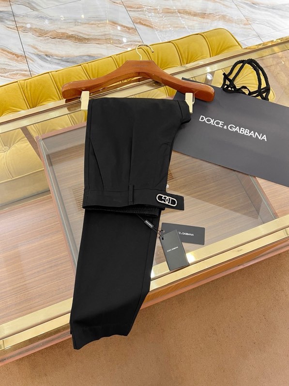 Quần Tây, Âu Dolce Gabbana DG Đen logo tag kim loại cạp Like Auth on web VTN
