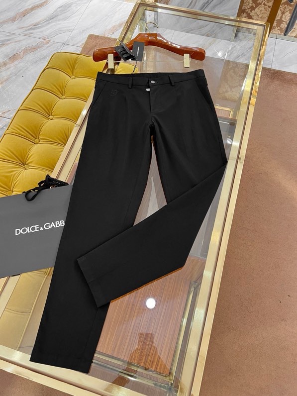 Quần Tây, Âu Dolce Gabbana DG Đen logo chữ thêu phối khuy cạp Like Auth on web VTN