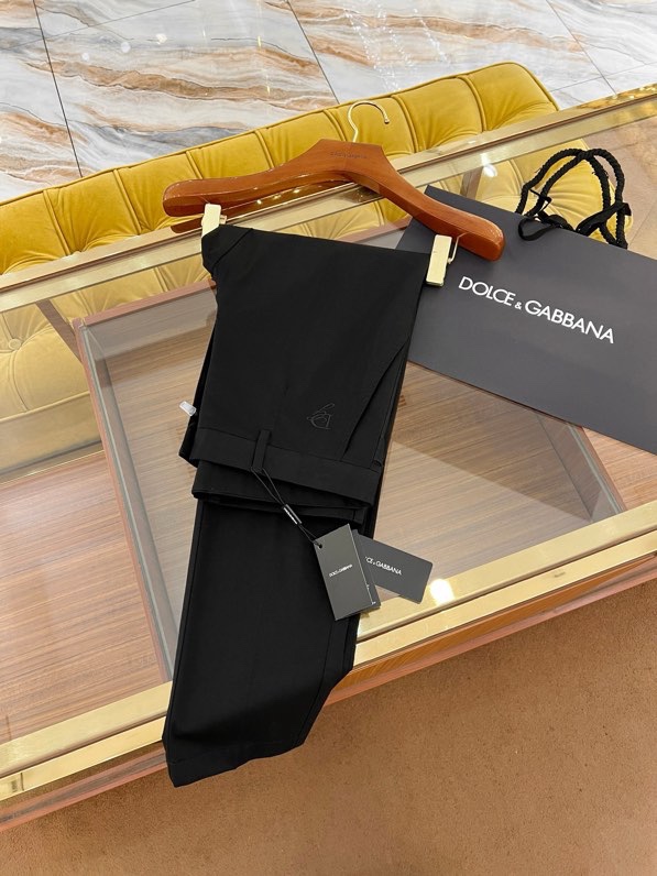Quần Tây, Âu Dolce Gabbana DG Đen logo chữ thêu phối khuy cạp Like Auth on web VTN