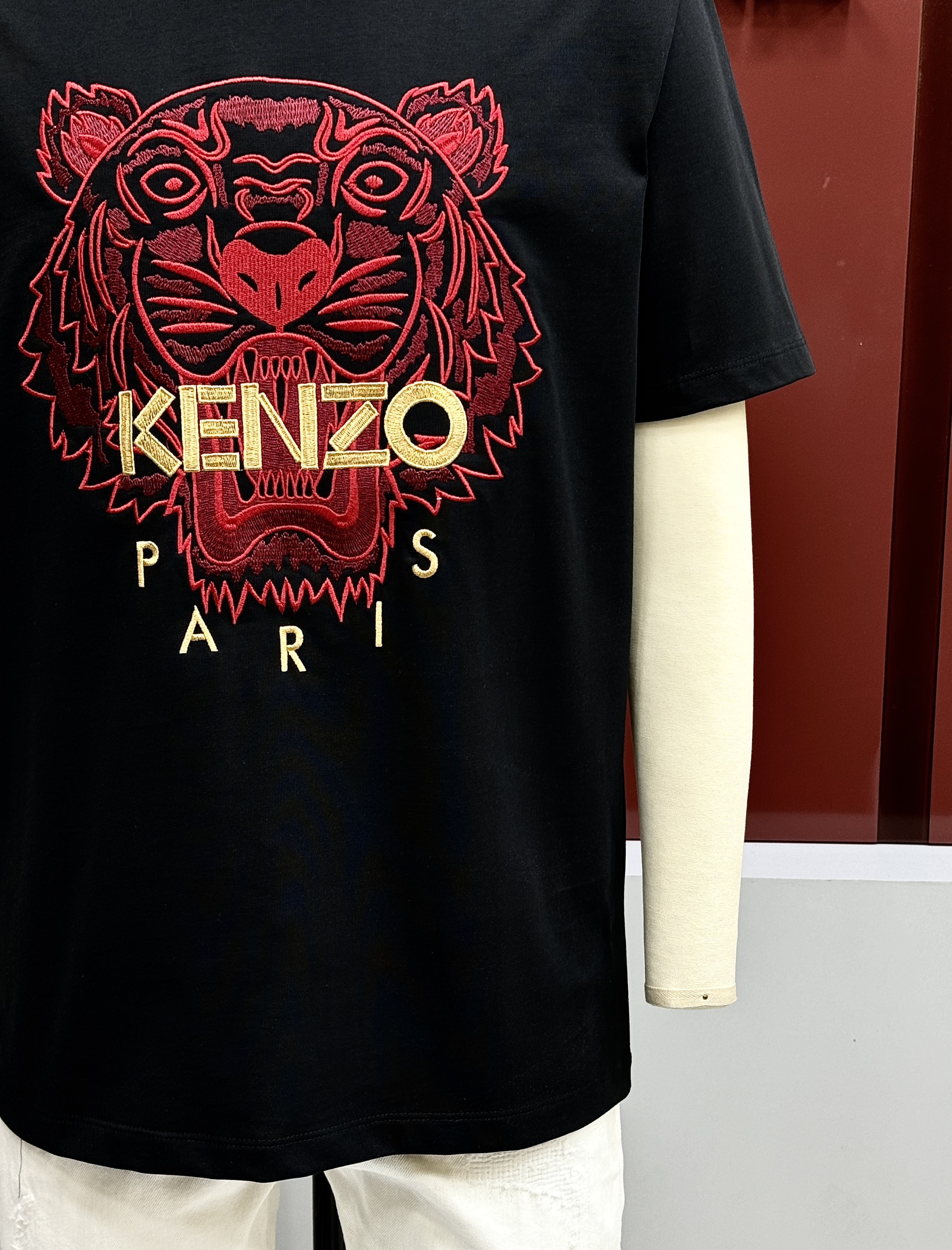 Áo phông T-shirt Kenzo KZ logo mặt Hổ Đỏ chữ Vàng Like Auth on web CD
