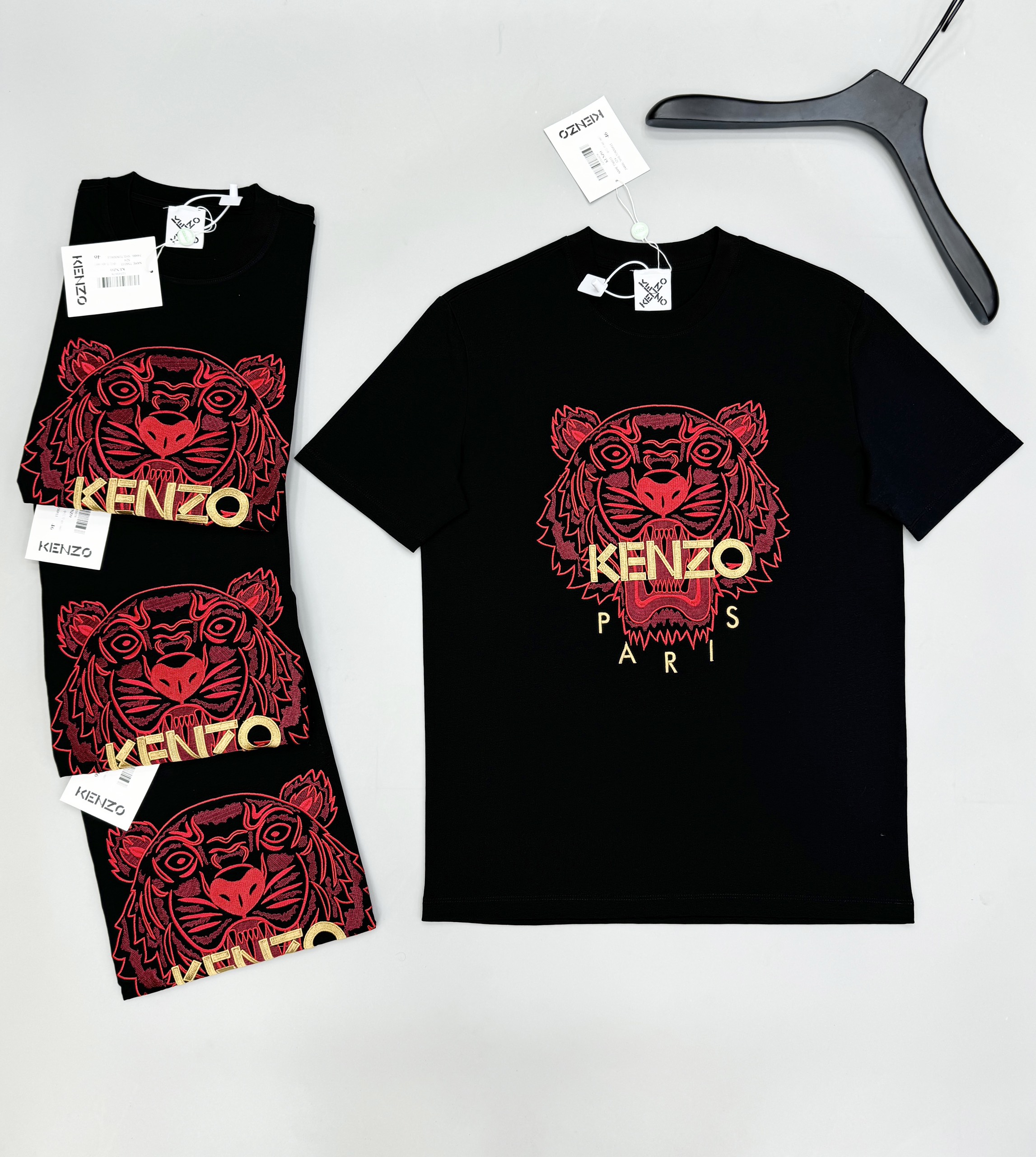 Áo phông T-shirt Kenzo KZ logo mặt Hổ Đỏ chữ Vàng Like Auth on web CD