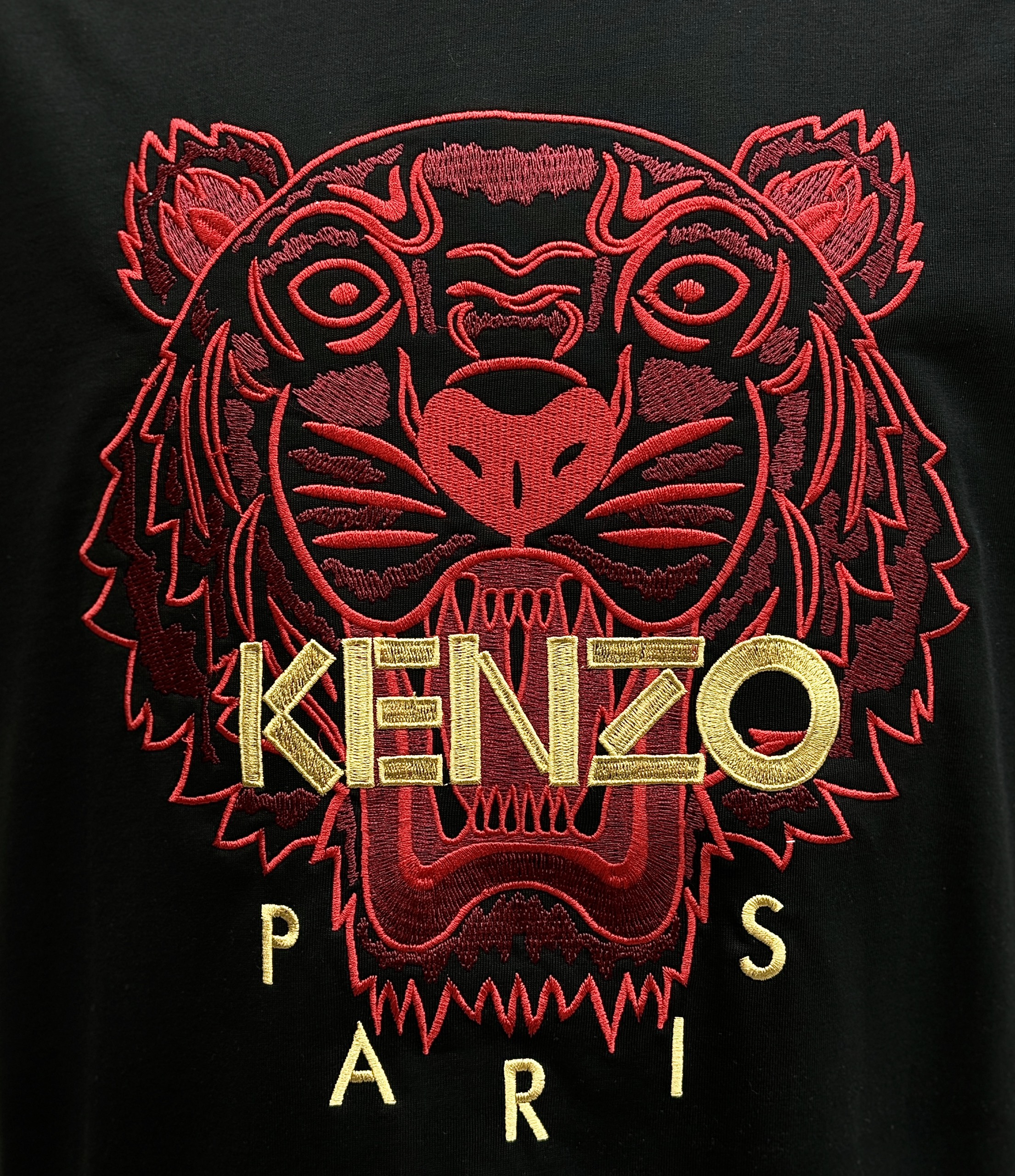 Áo phông T-shirt Kenzo KZ logo mặt Hổ Đỏ chữ Vàng Like Auth on web CD