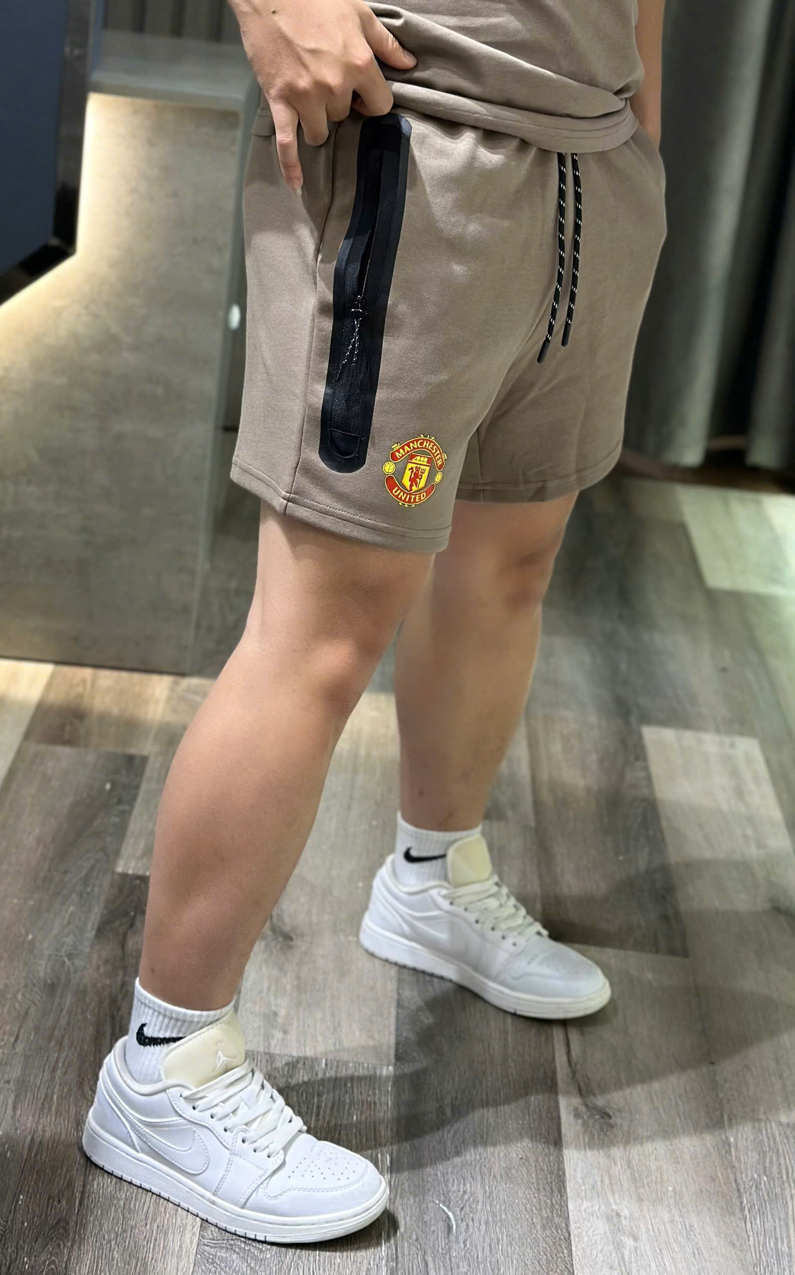 Bộ, Set hè Nike NK Nâu kẻ viền Cam logo huy hiệu Like Auth on web CD