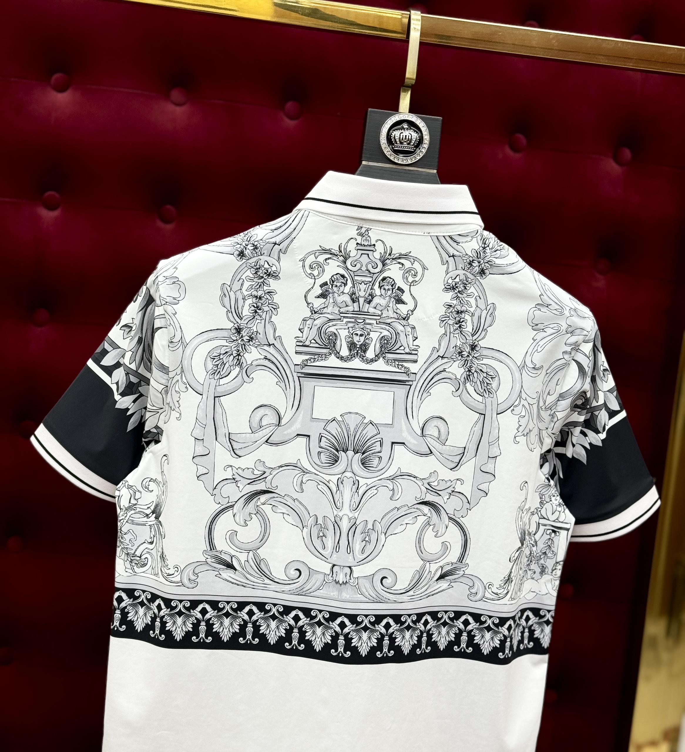 Áo polo Versace VS họa tiết hoa văn nửa trên Like Auth 1-1 on web CD