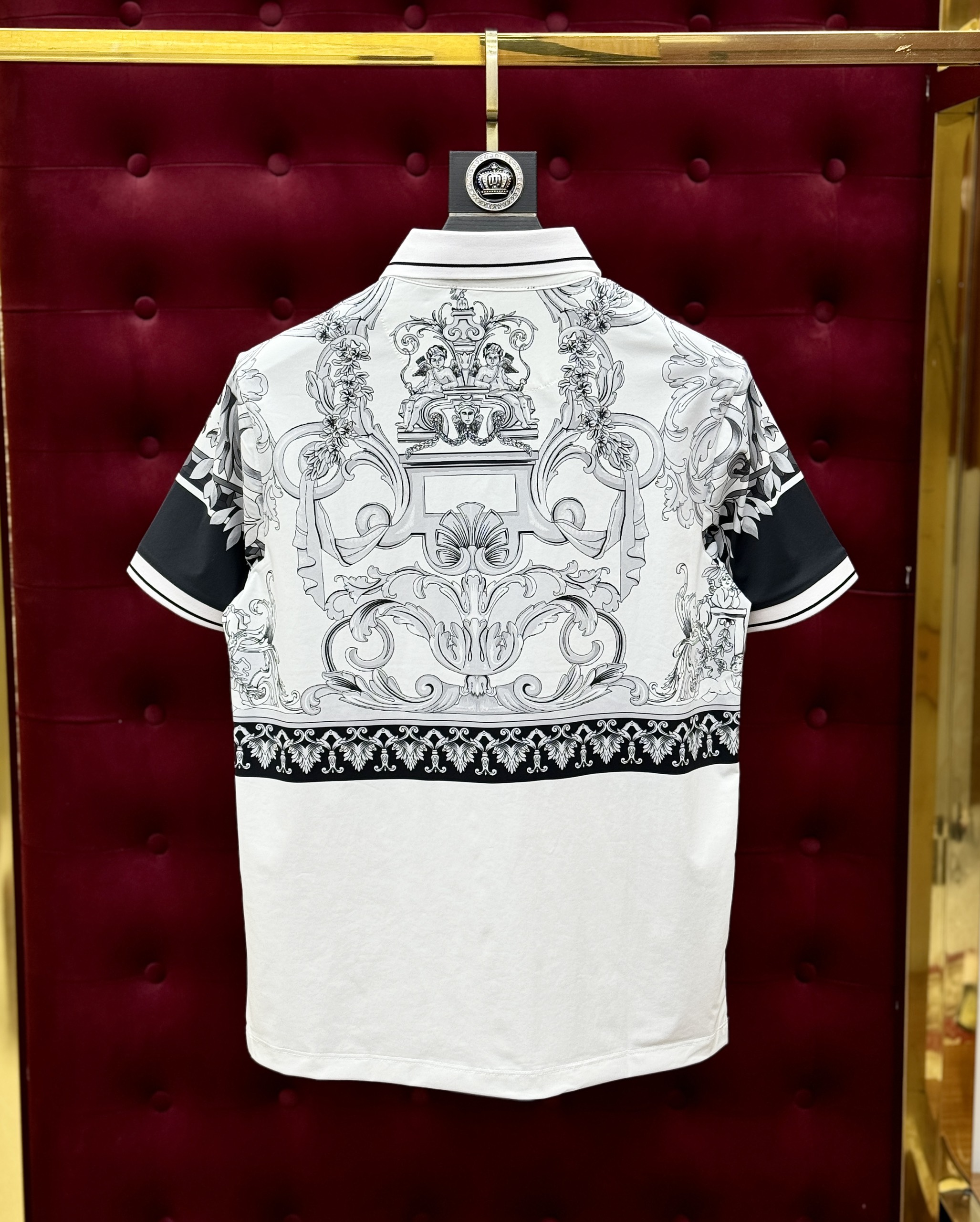 Áo polo Versace VS họa tiết hoa văn nửa trên Like Auth 1-1 on web CD