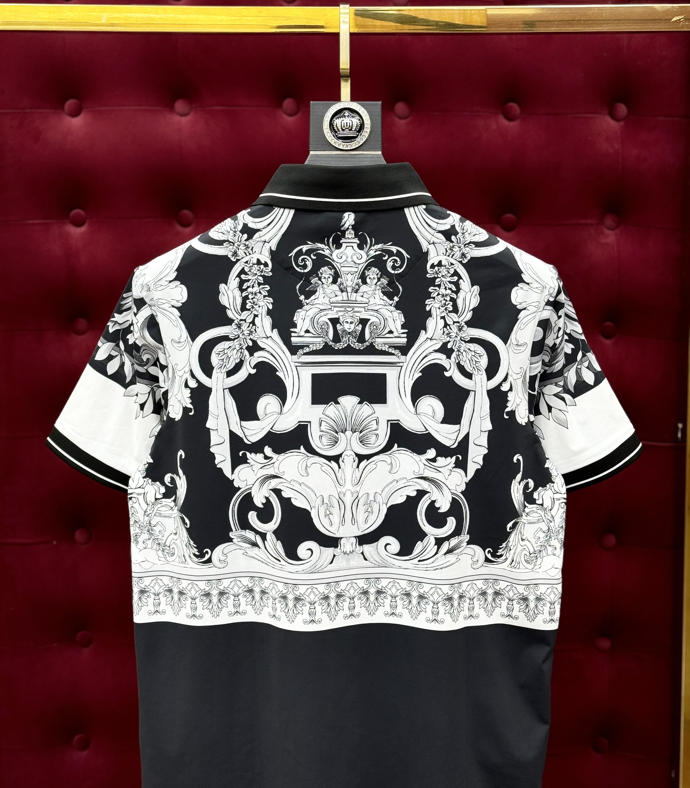 Áo polo Versace VS họa tiết hoa văn nửa trên Like Auth 1-1 on web CD