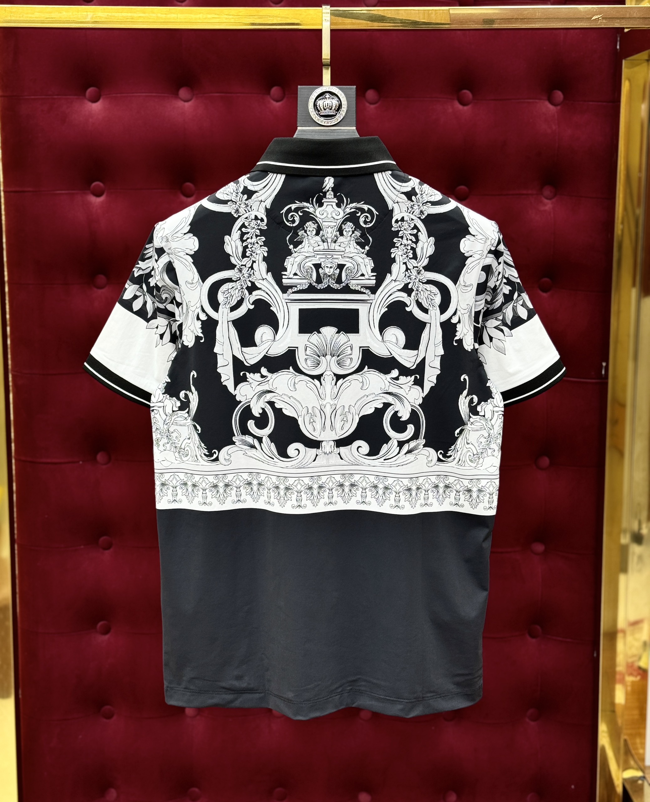 Áo polo Versace VS họa tiết hoa văn nửa trên Like Auth 1-1 on web CD