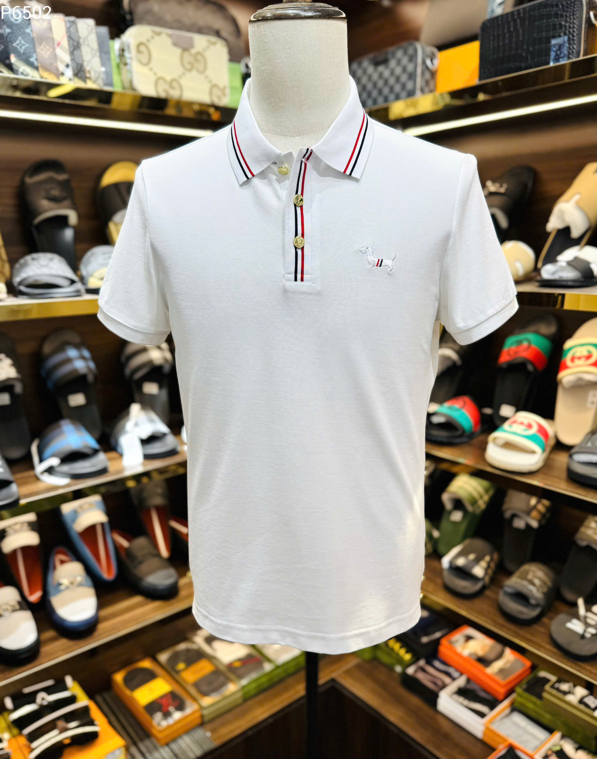 Áo polo Thombrowne TB logo Cún thêu ngựa kẻ sọc viền Like Auth 1-1 on web MK