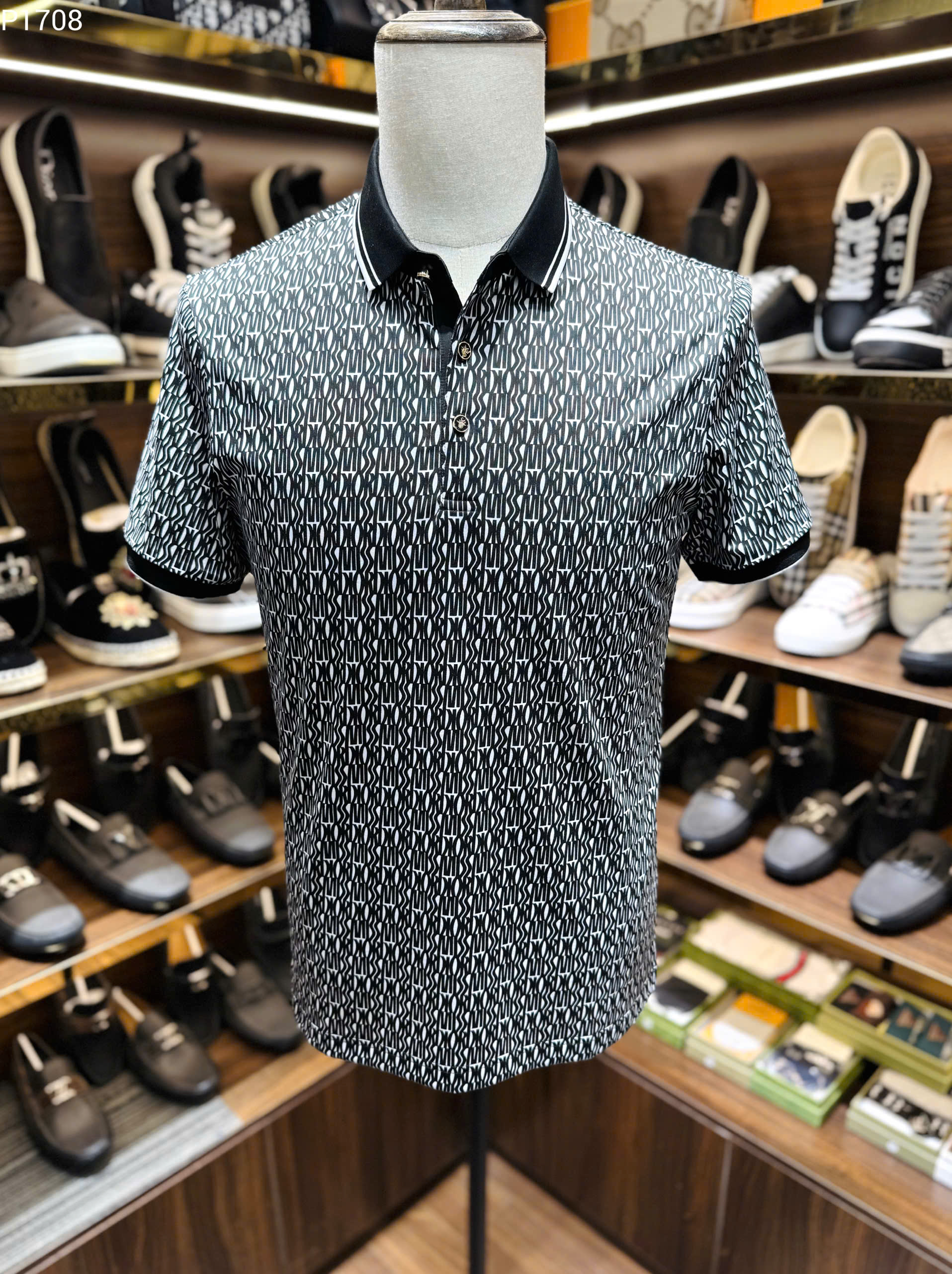 Áo polo Dior CD họa tiết chữ logo full kẻ viền check khuy Like Auth 1-1 on web MK