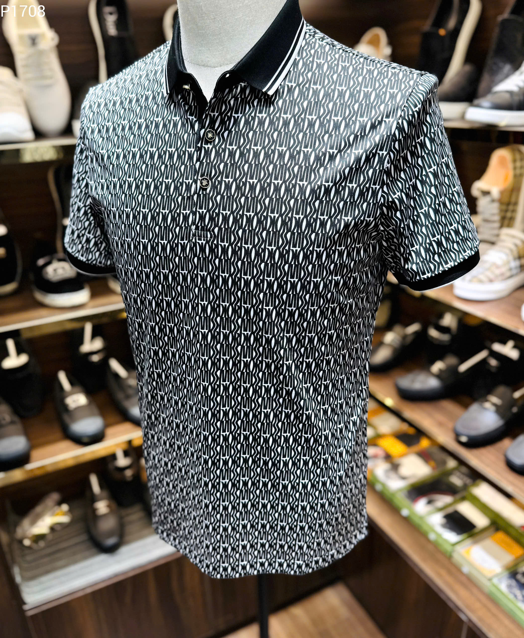 Áo polo Dior CD họa tiết chữ logo full kẻ viền check khuy Like Auth 1-1 on web MK