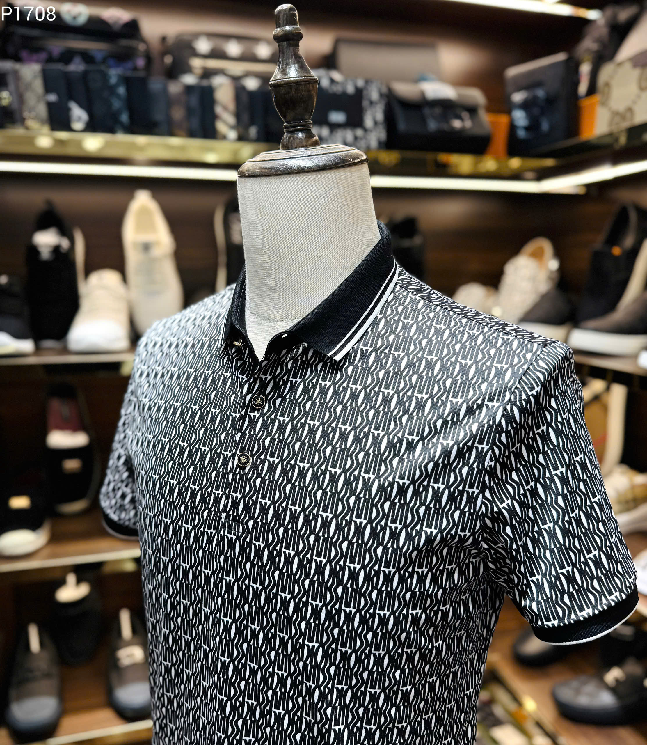 Áo polo Dior CD họa tiết chữ logo full kẻ viền check khuy Like Auth 1-1 on web MK