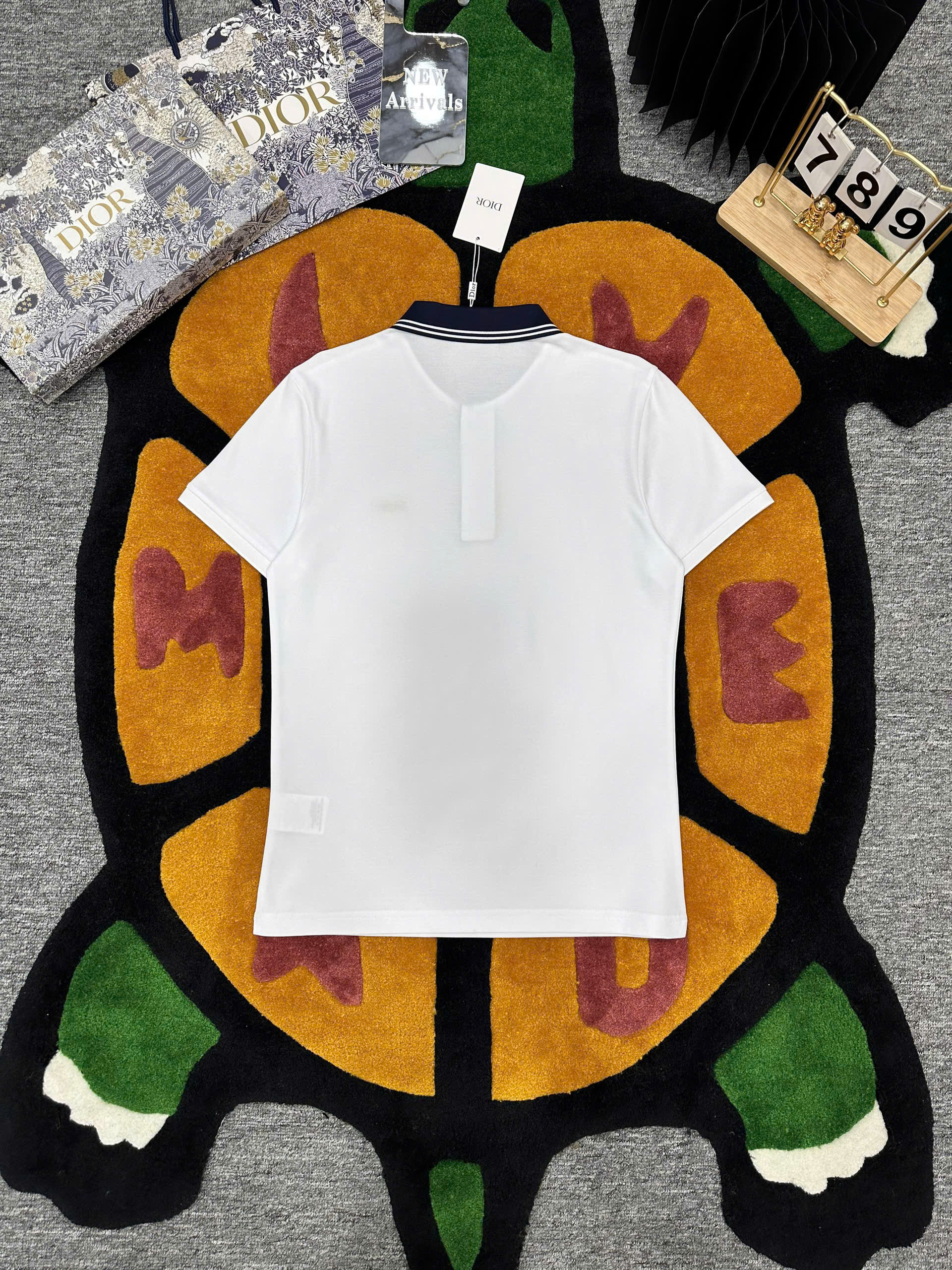 Áo polo Dior CD logo thêu ngực phối màu cổ check khuy Like Auth 1-1 on web MK