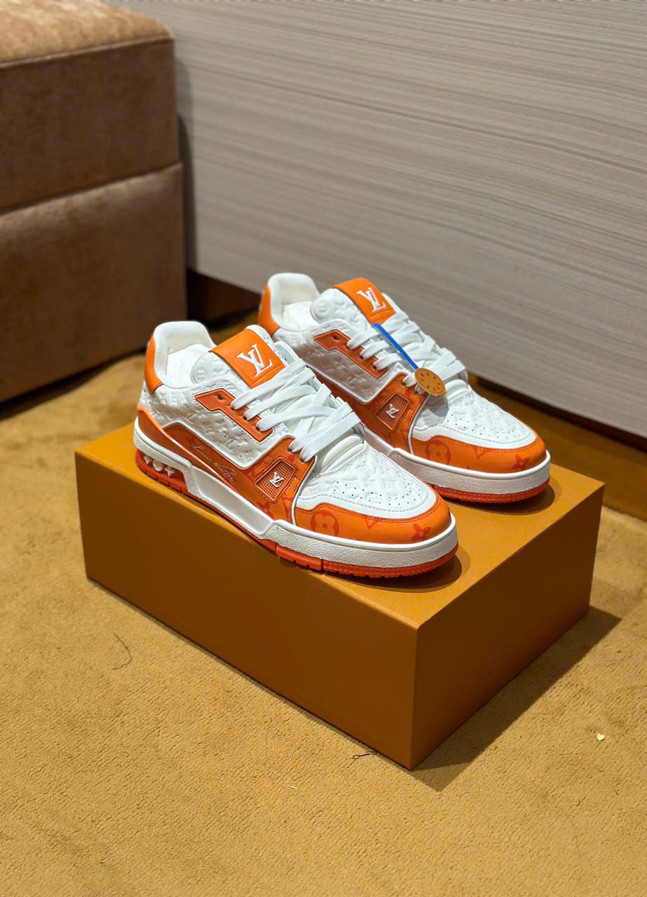Giày sneaker Louis Vuitton LV Trắng phối Cam Like Auth Fullbox Phụ Kiện DDT