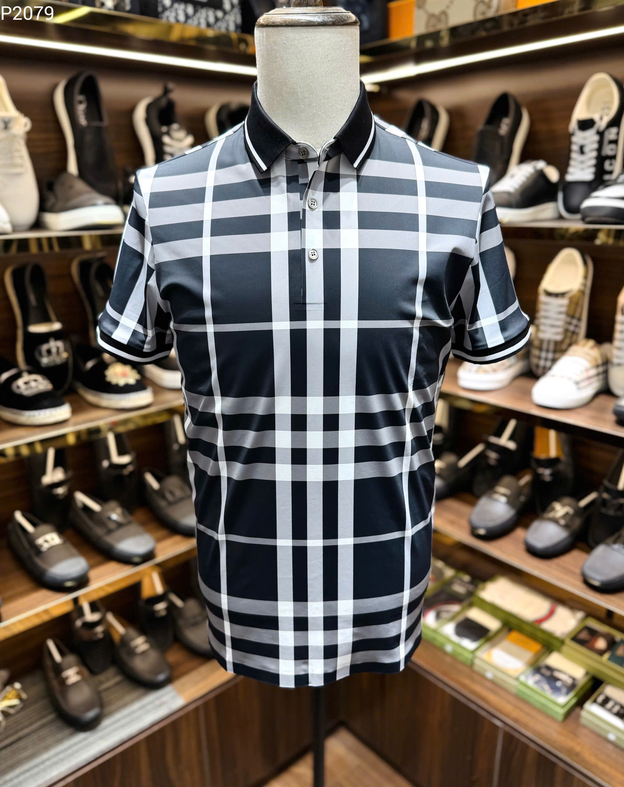 Áo polo Burberry BBR Đen kẻ sọc Trắng basic Like Auth 1-1 on web MK