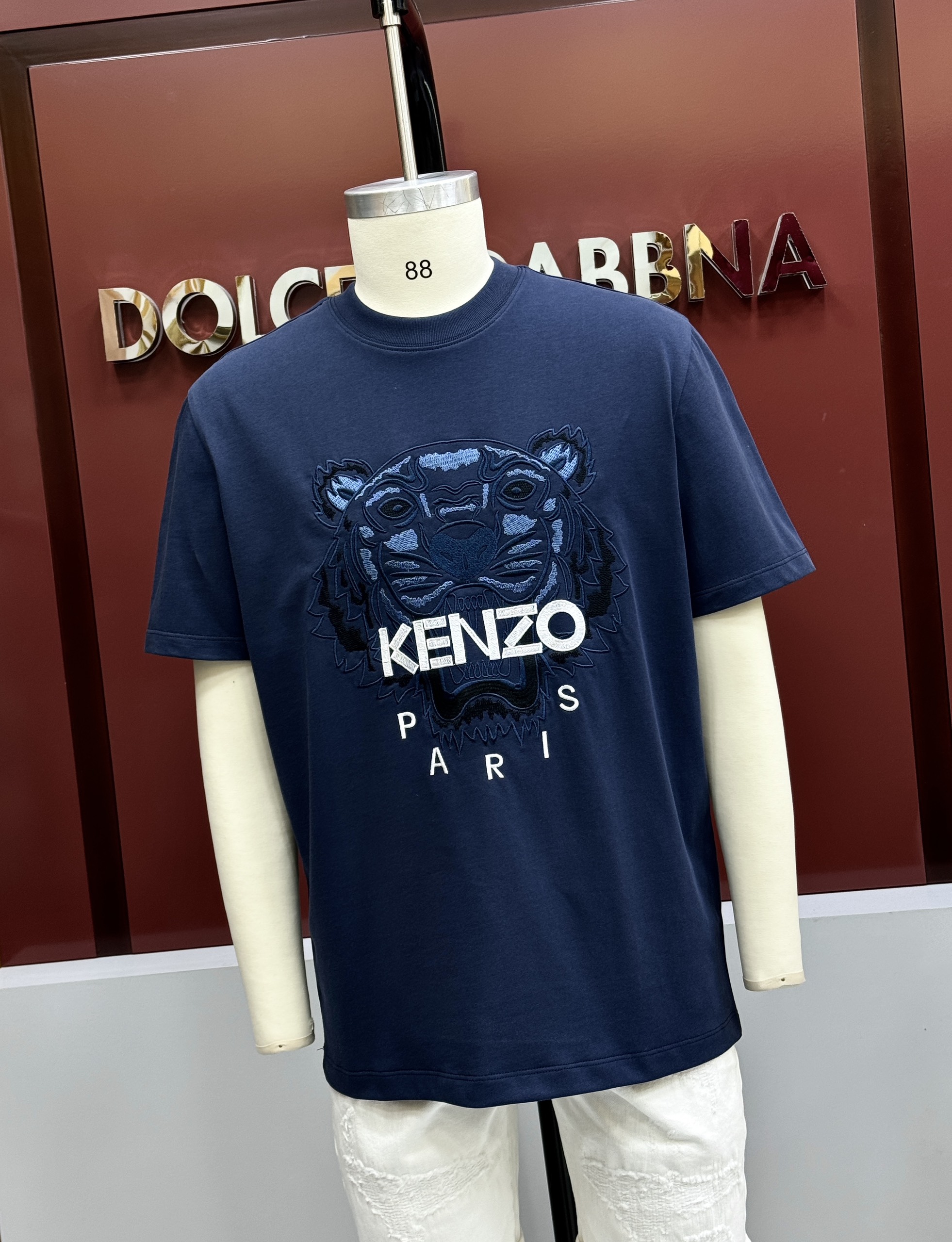 Áo phông T-shirt Kenzo KZ Xanh than logo mặt Hổ thêu Like Auth on web CD