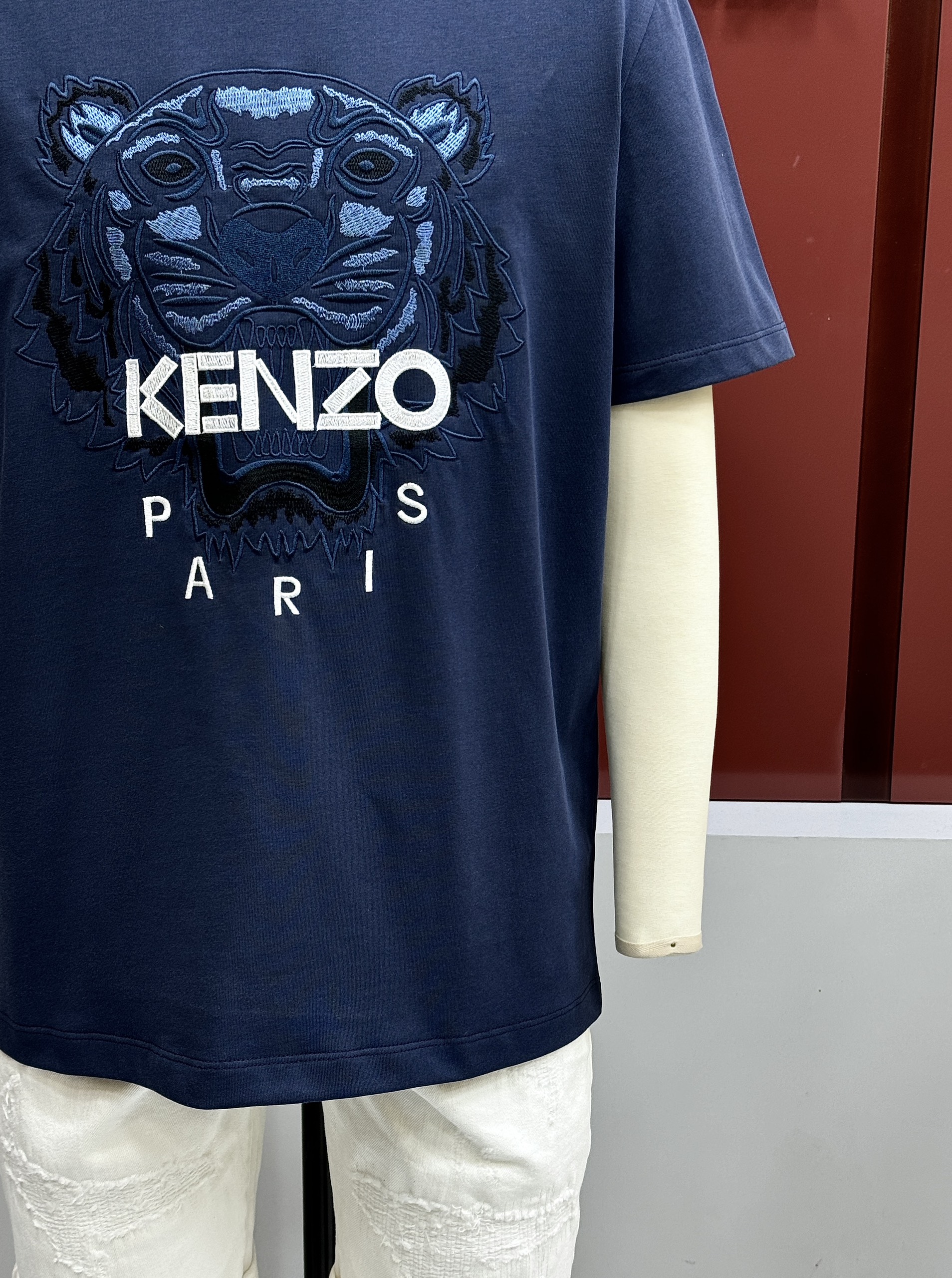 Áo phông T-shirt Kenzo KZ Xanh than logo mặt Hổ thêu Like Auth on web CD