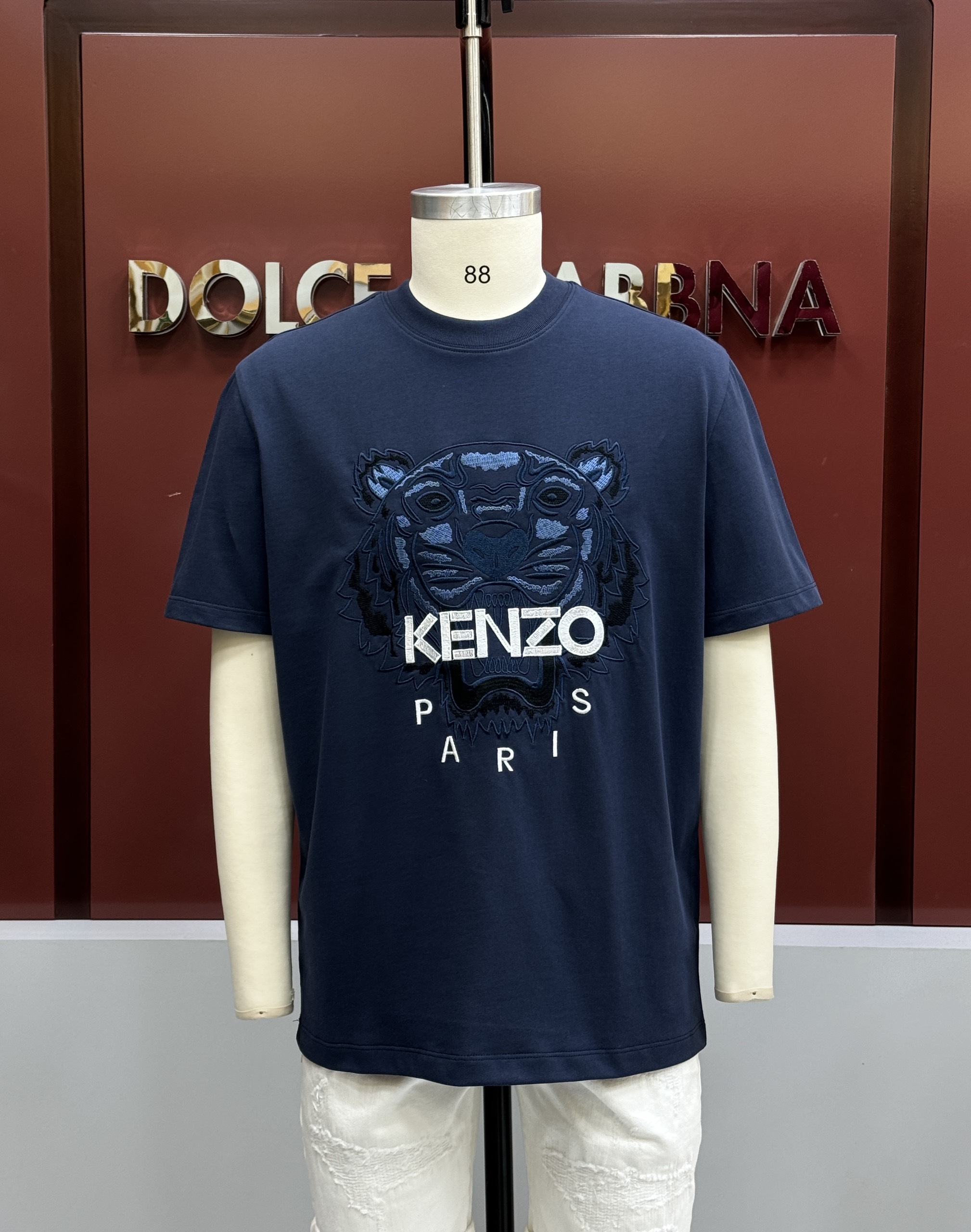 Áo phông T-shirt Kenzo KZ Xanh than logo mặt Hổ thêu Like Auth on web CD