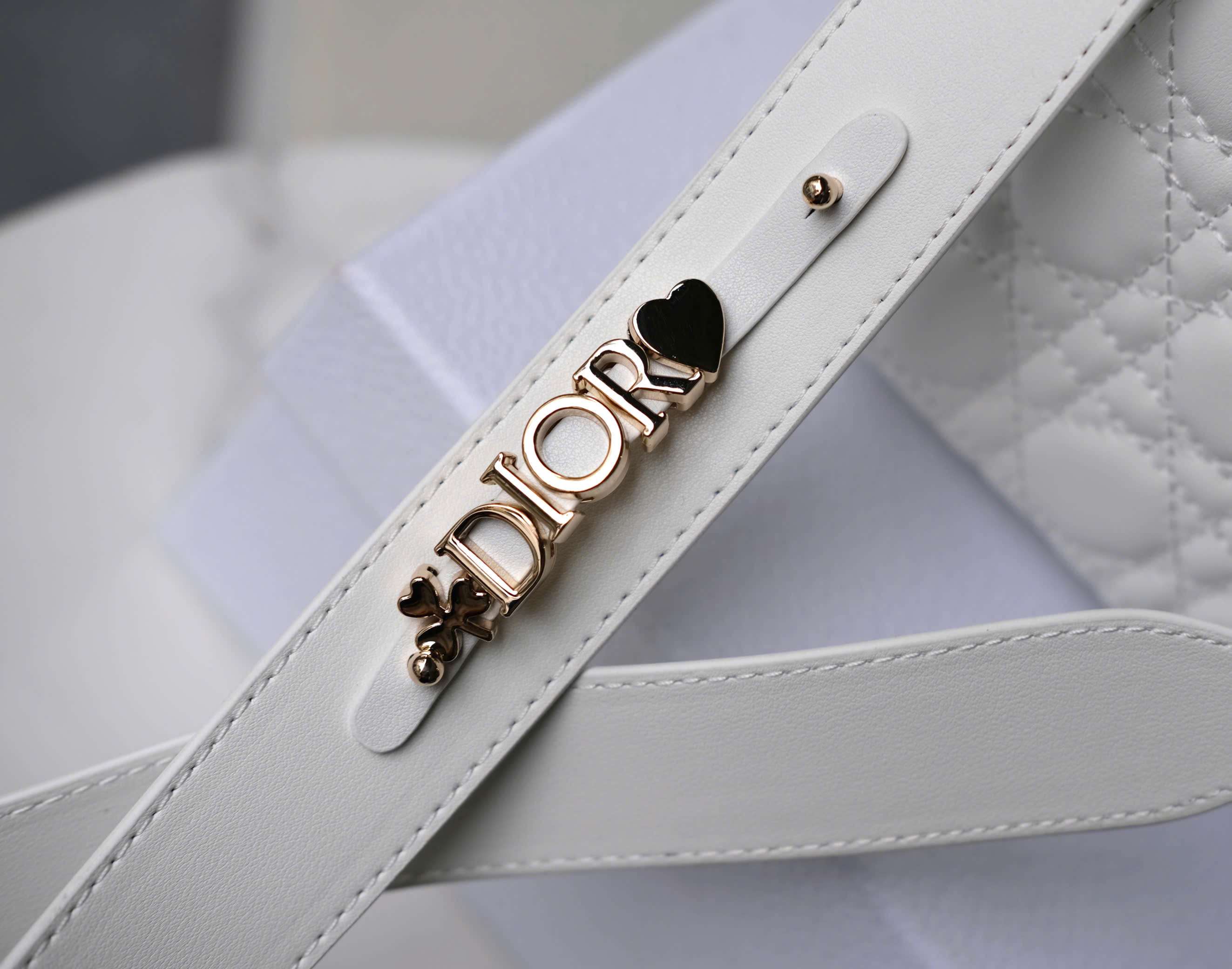 Túi nữ đeo chéo, cầm tay Dior CD Trắng trơn thêu ô size 17x20x9cm Like Auth on web fullbox bill thẻ DDT