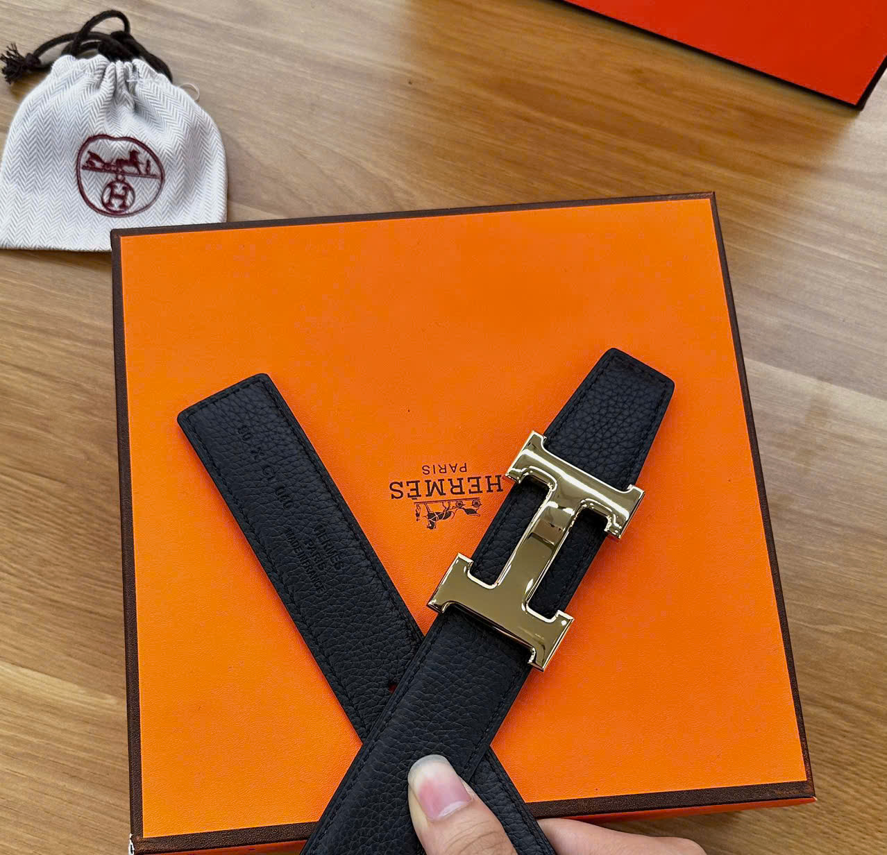 Thắt lưng, dây nịt, belt Hermes HM sần mặt logo Vàng trơn Like Auth 1-1 on web fullbox LK