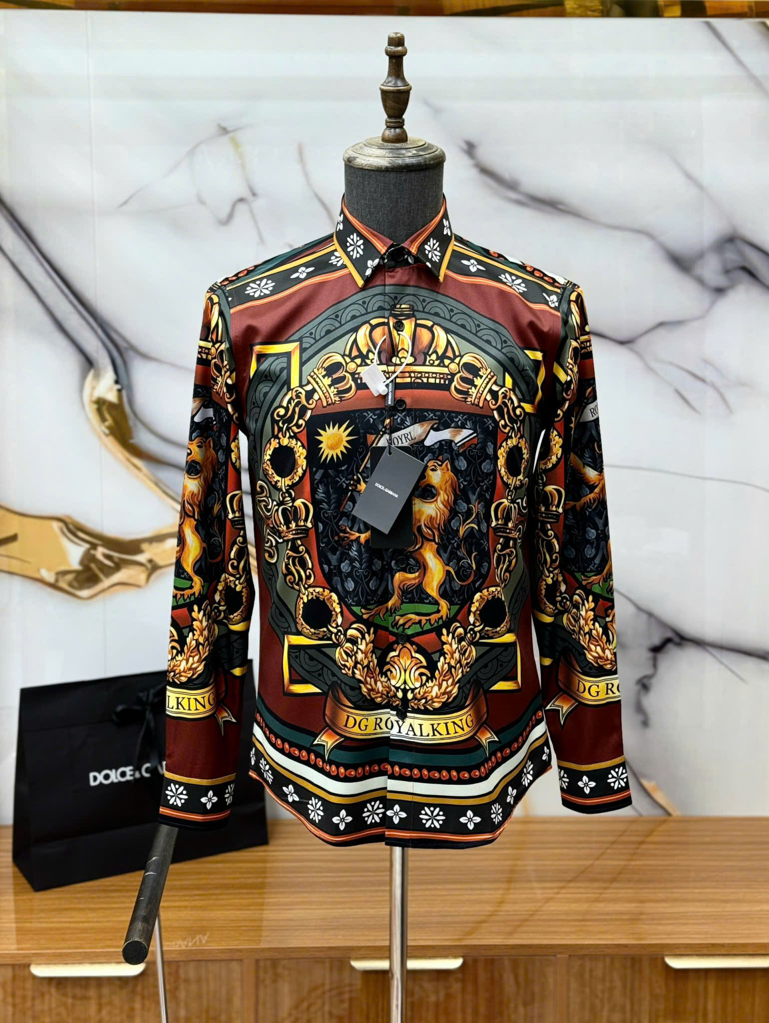 Áo sơ mi dài tay Dolce Gabbana DG họa tiết sử tử Like Auth on web CD