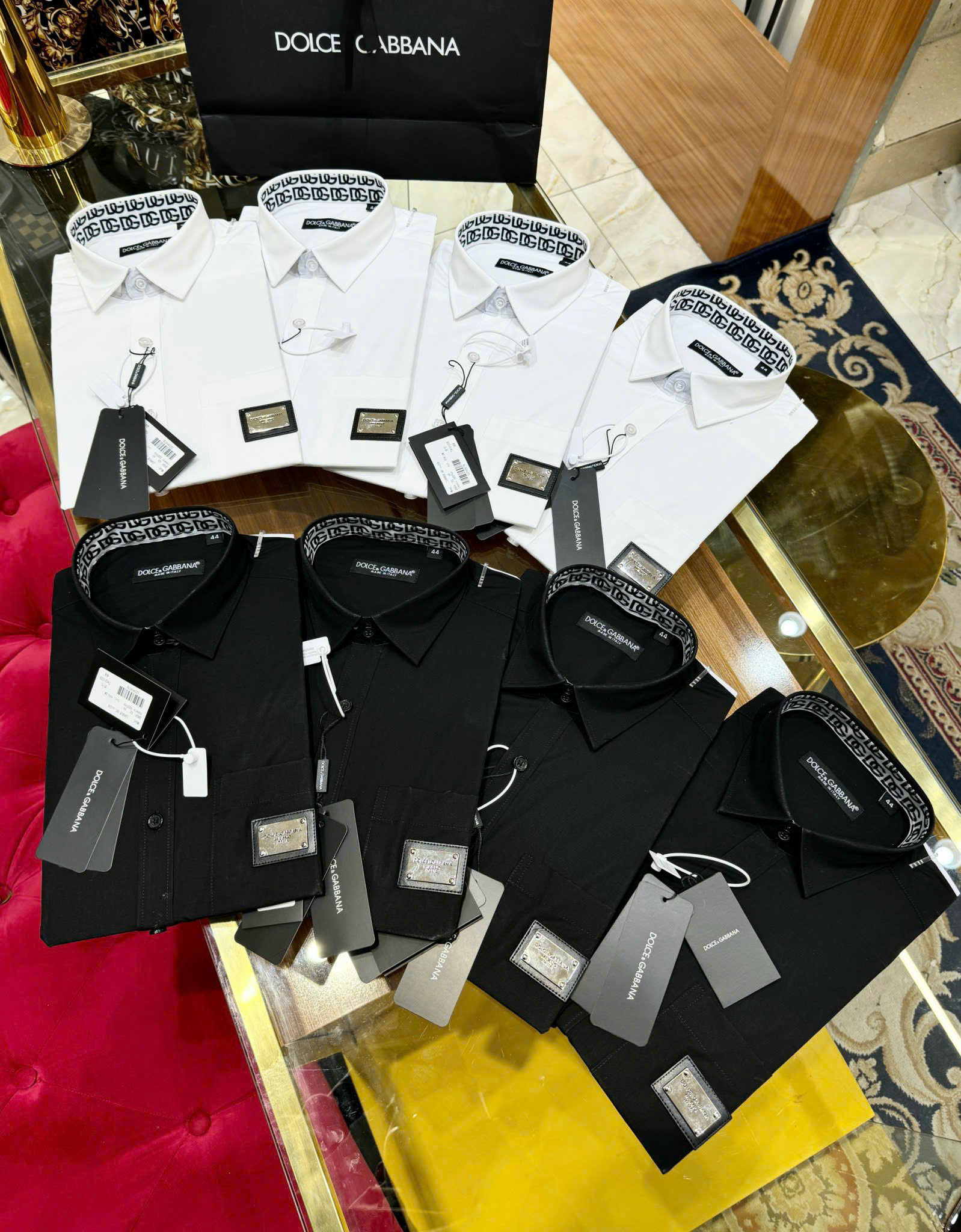 Áo sơ mi dài tay Dolce Gabbana DG tag vuông túi ngực check họa tiết cổ tay Like Auth on web CD