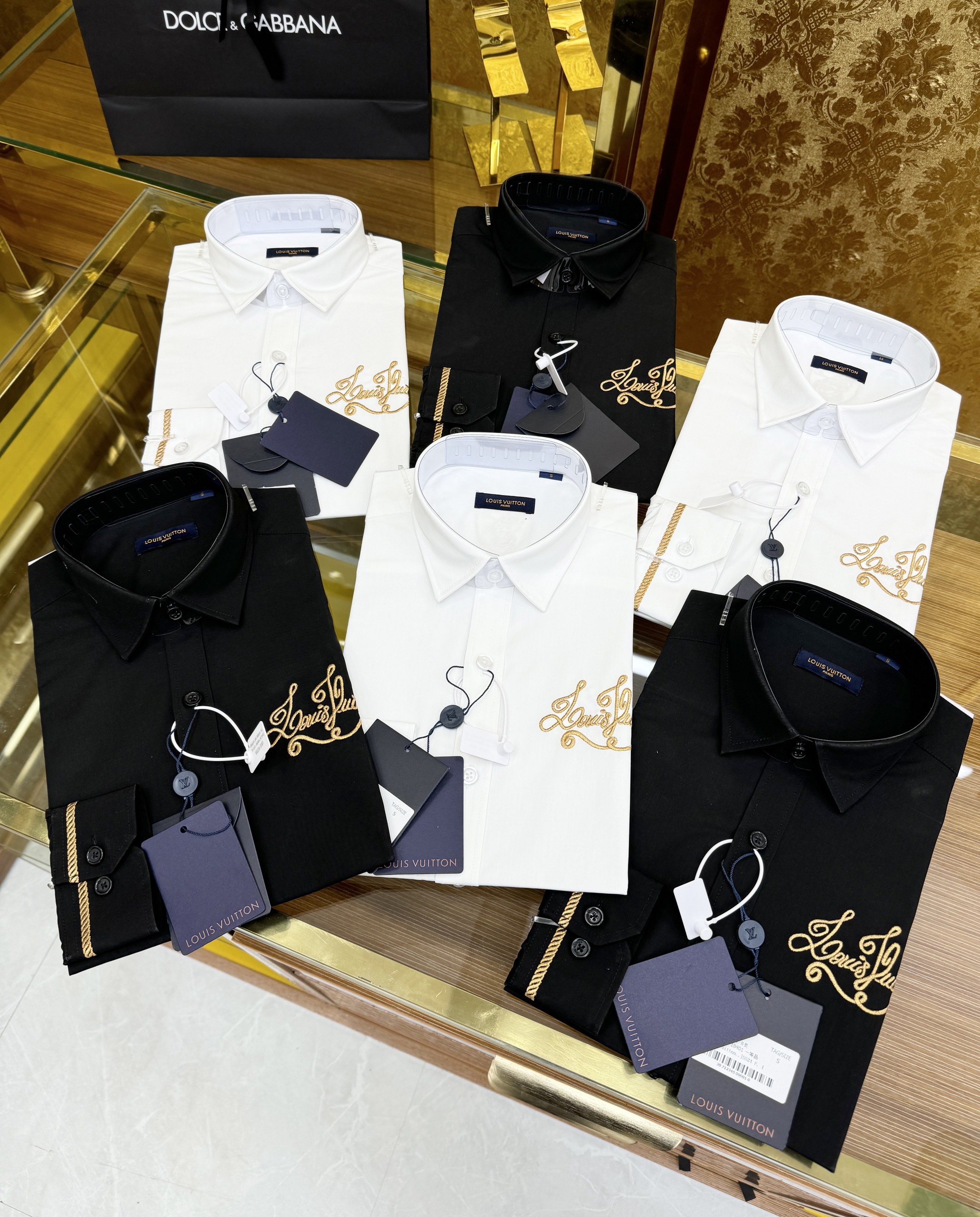 Áo sơ mi dài tay Louis Vuitton LV logo chữ kẻ sọc tay thêu Like Auth on web CD